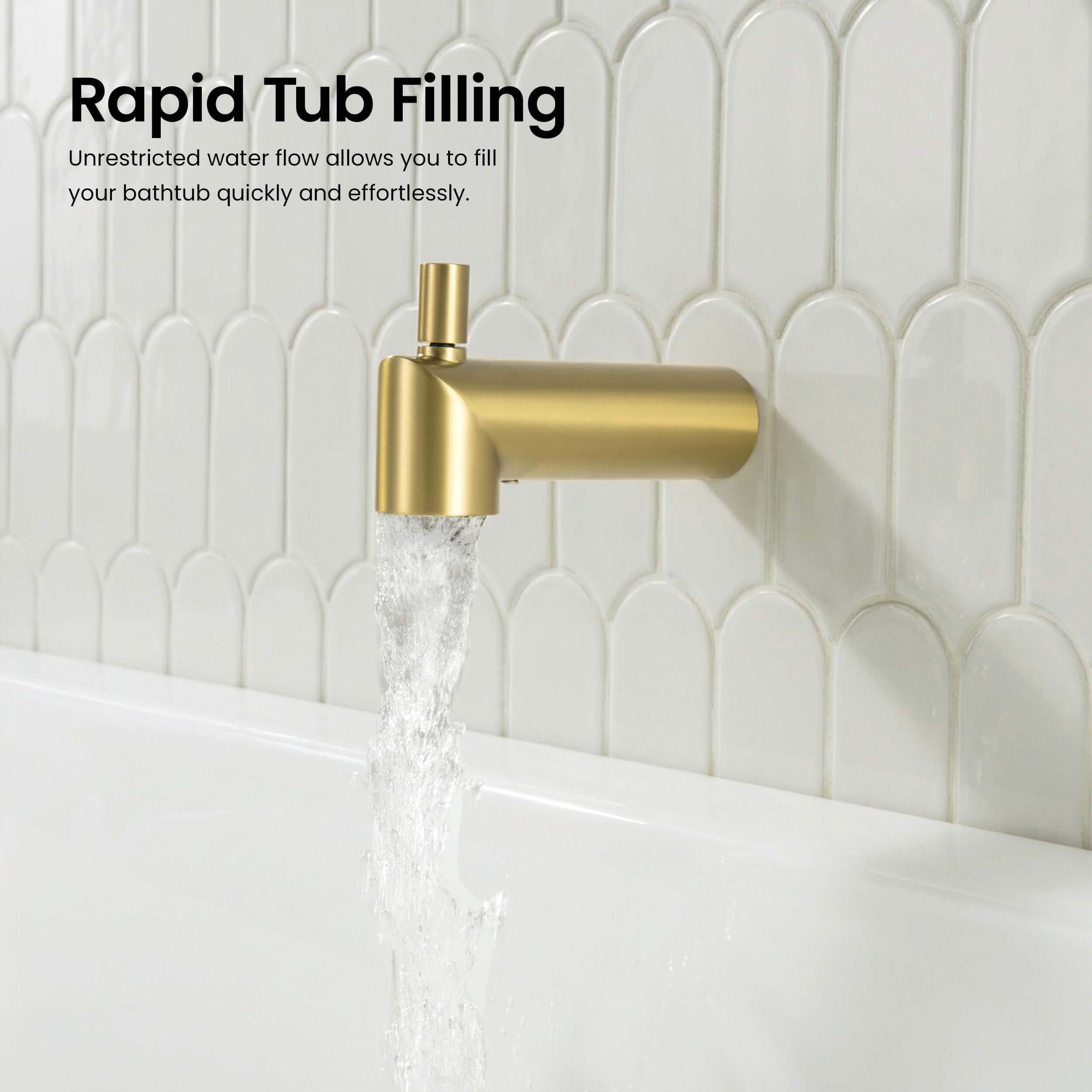 Halo Wall Mounted 1/2" Slip-On Tub Spout with Diverter - TS102