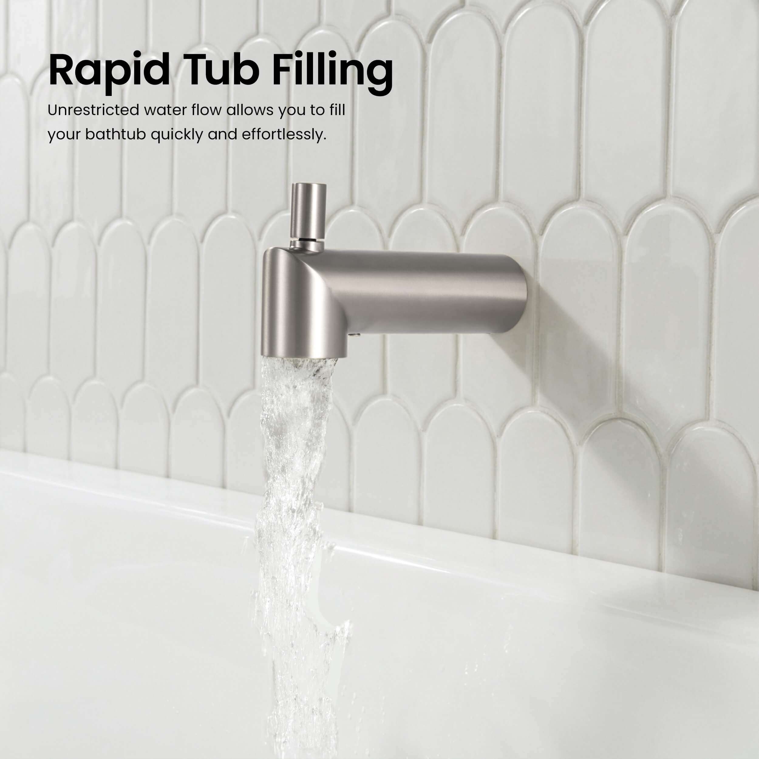 Halo Wall Mounted 1/2" Slip-On Tub Spout with Diverter - TS102