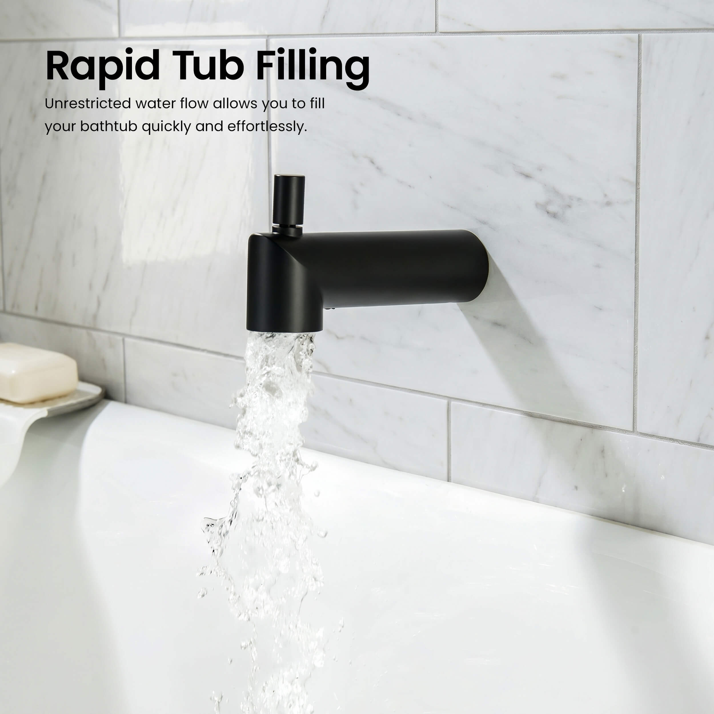 Halo Wall Mounted 1/2" Slip-On Tub Spout with Diverter - TS102