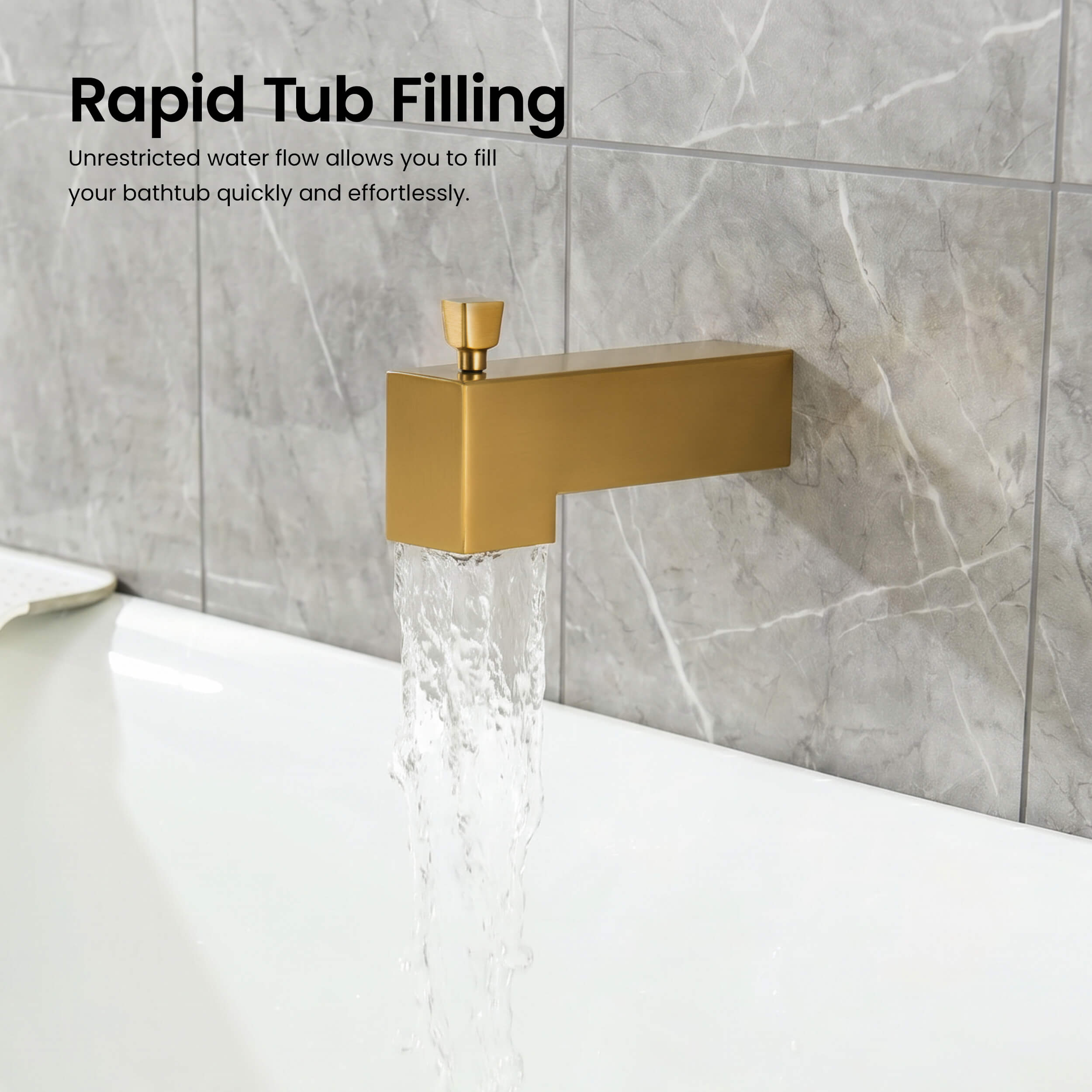 Quadra Wall Mounted 1/2" Slip-On Tub Spout with Diverter - TS103