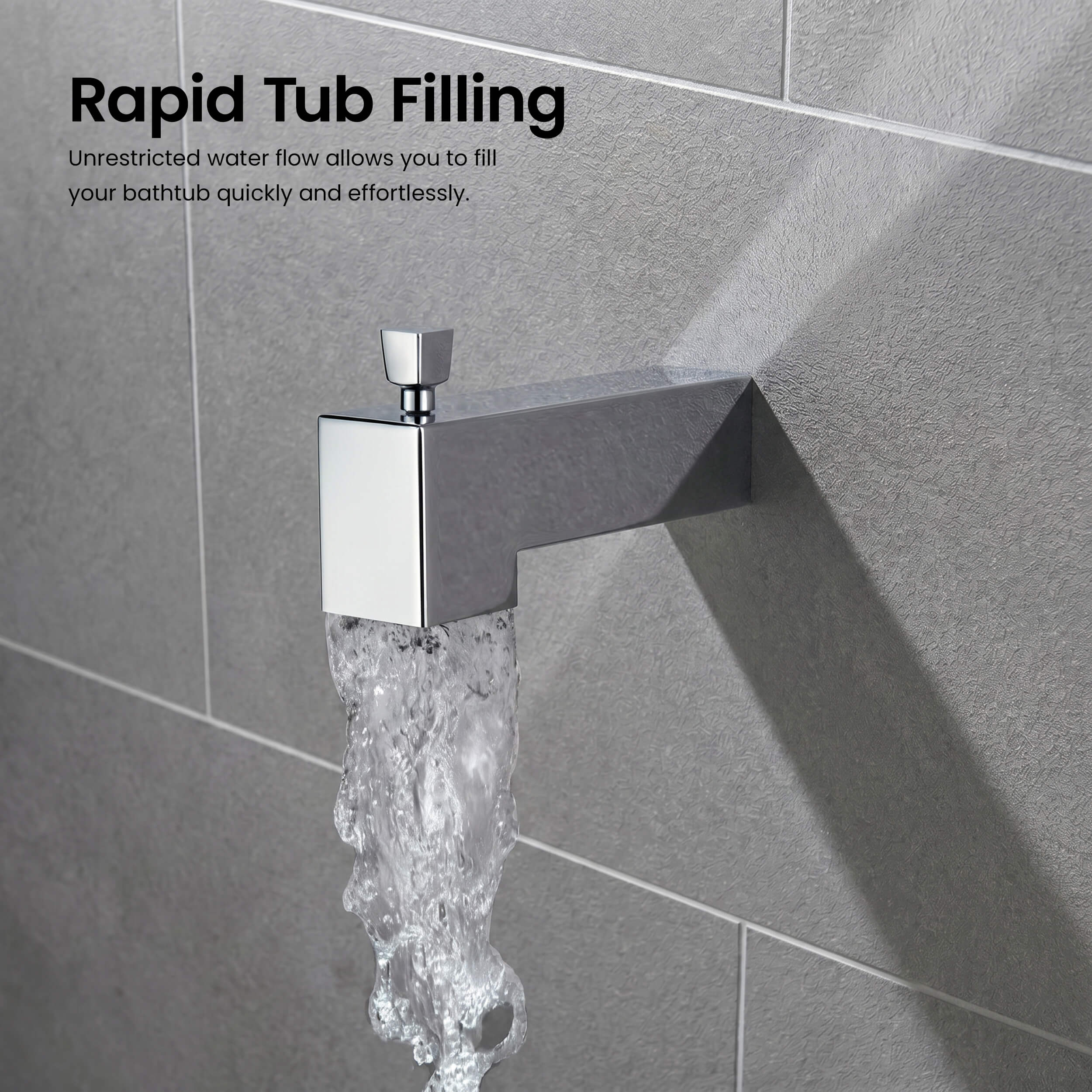 Quadra Wall Mounted 1/2" Slip-On Tub Spout with Diverter - TS103