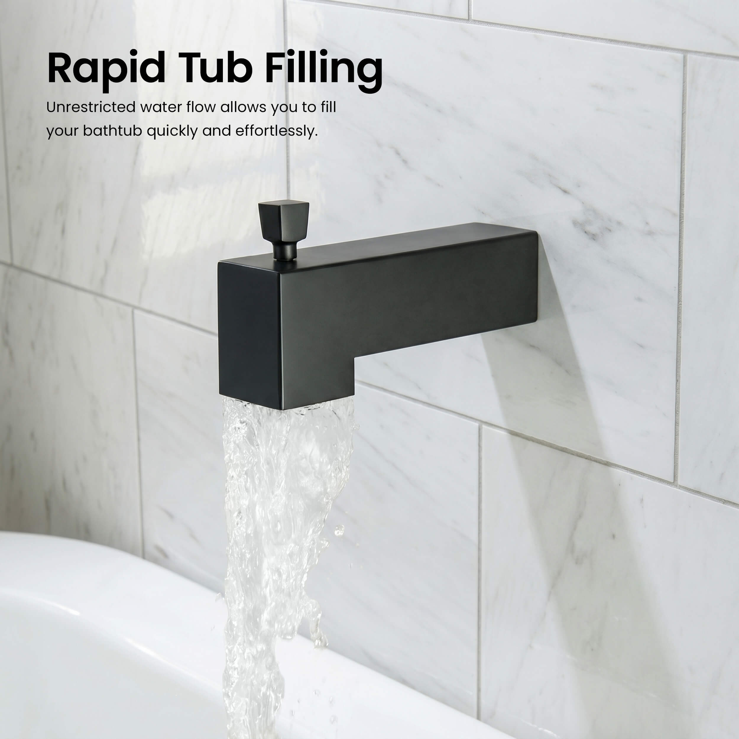 Quadra Wall Mounted 1/2" Slip-On Tub Spout with Diverter - TS103