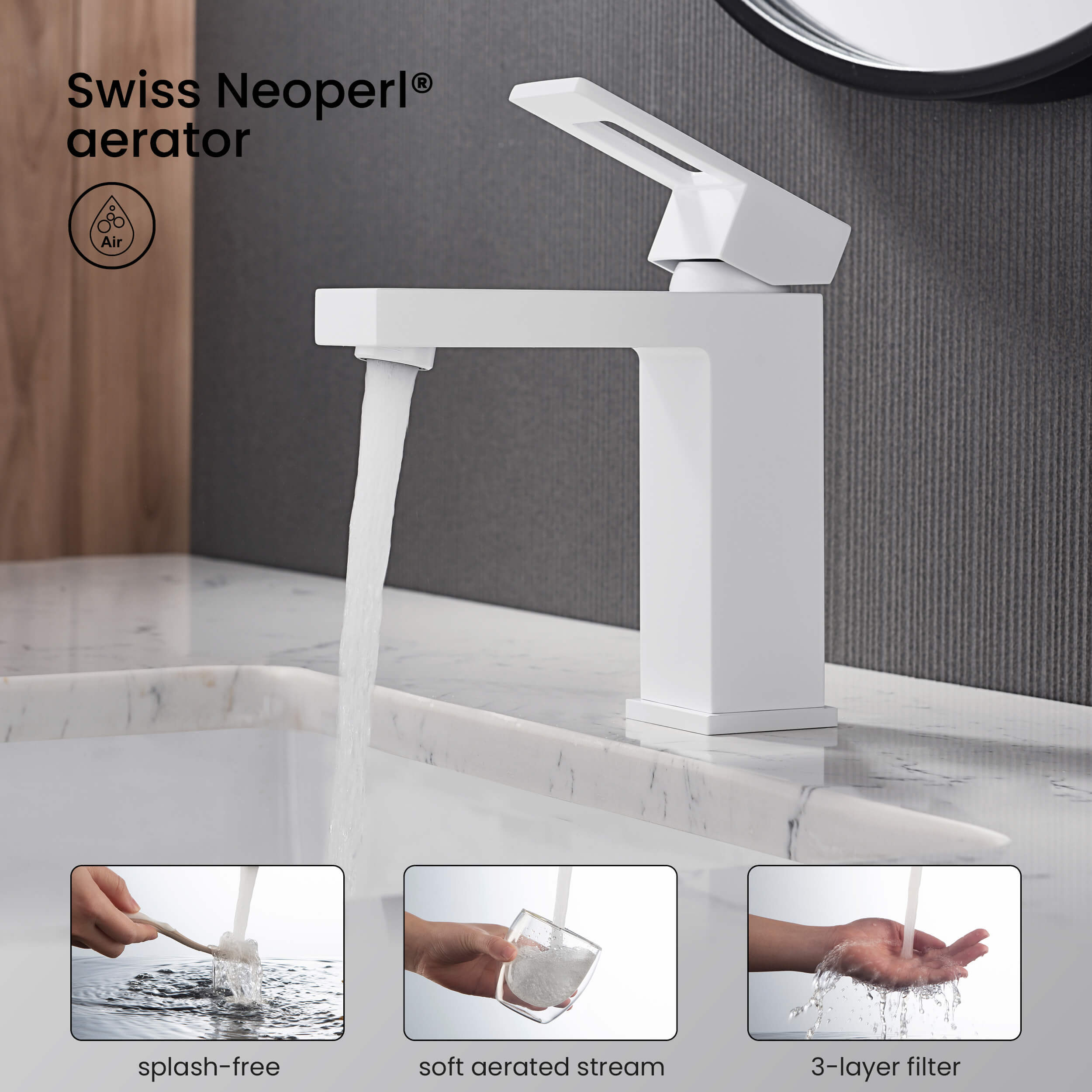 Quadra Single Handle Bathroom Vanity Sink Faucet with Pop Up Drain - CBF-1002