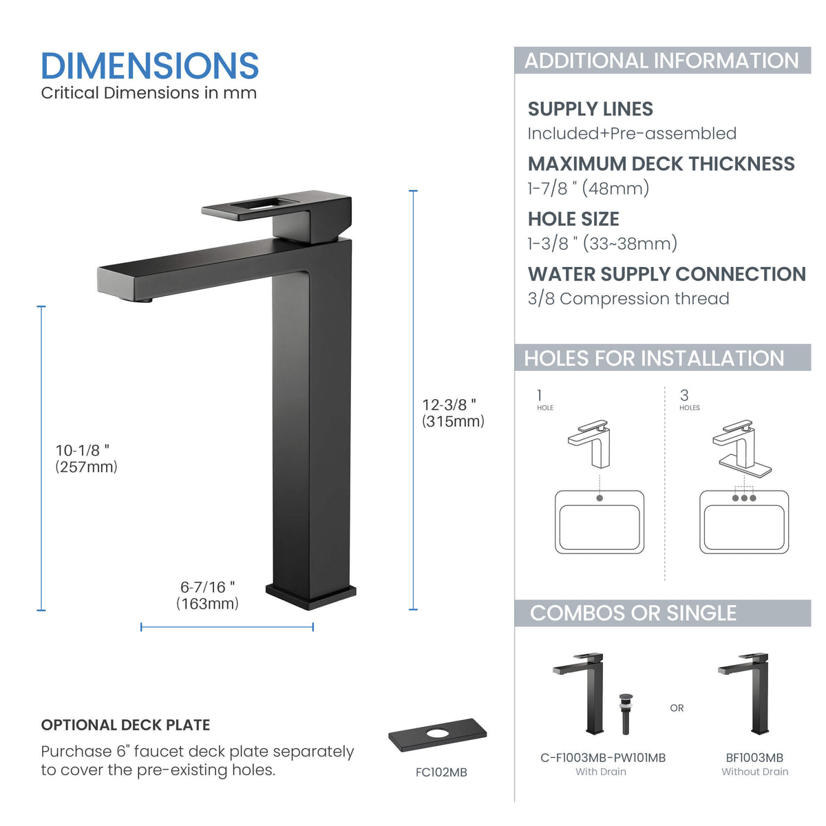 Quadra Brass Single Handle Bathroom Vessel Sink Faucet - CBF-1003