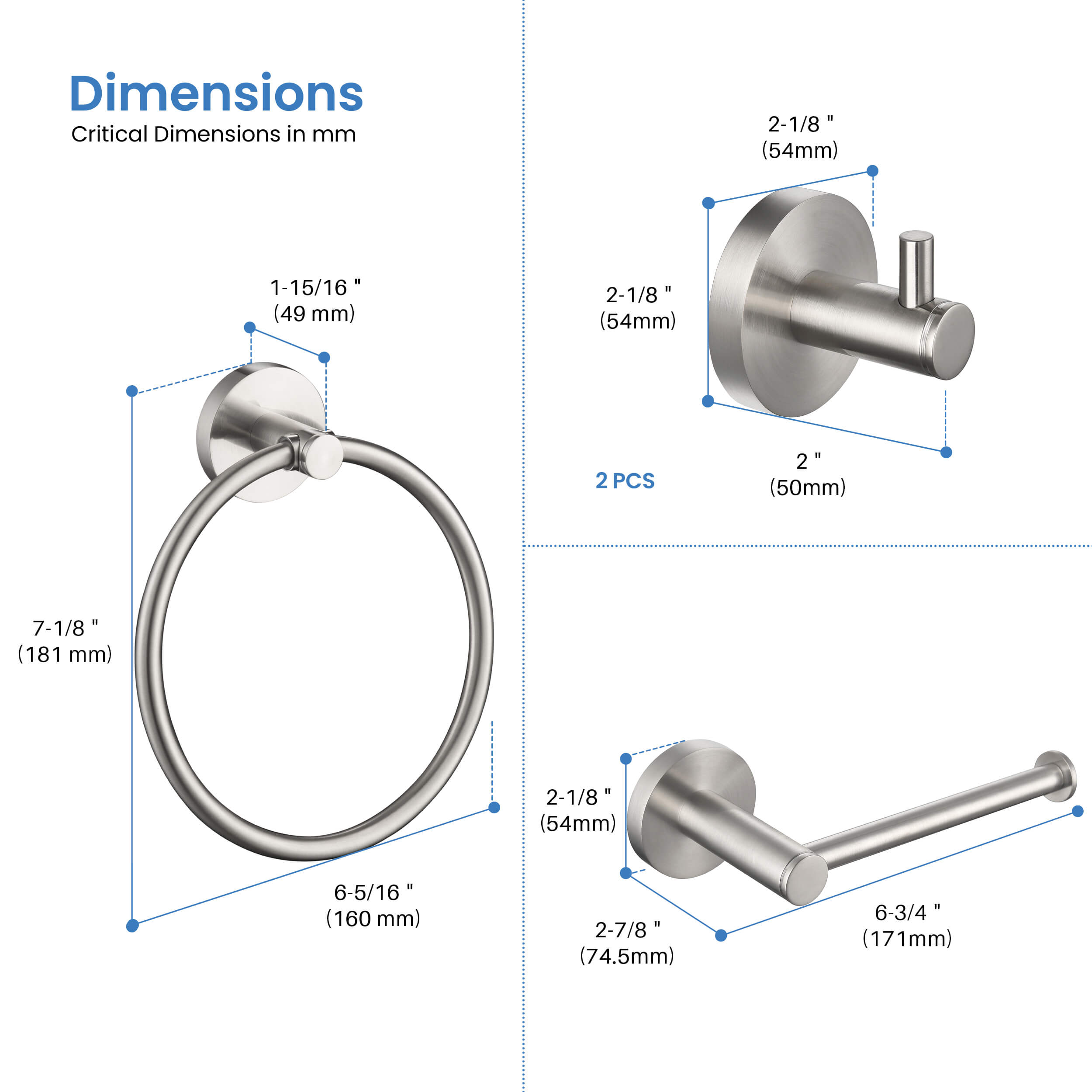 Halo 4-Piece Bathroom Hardware Set - C-CBA14-4-1