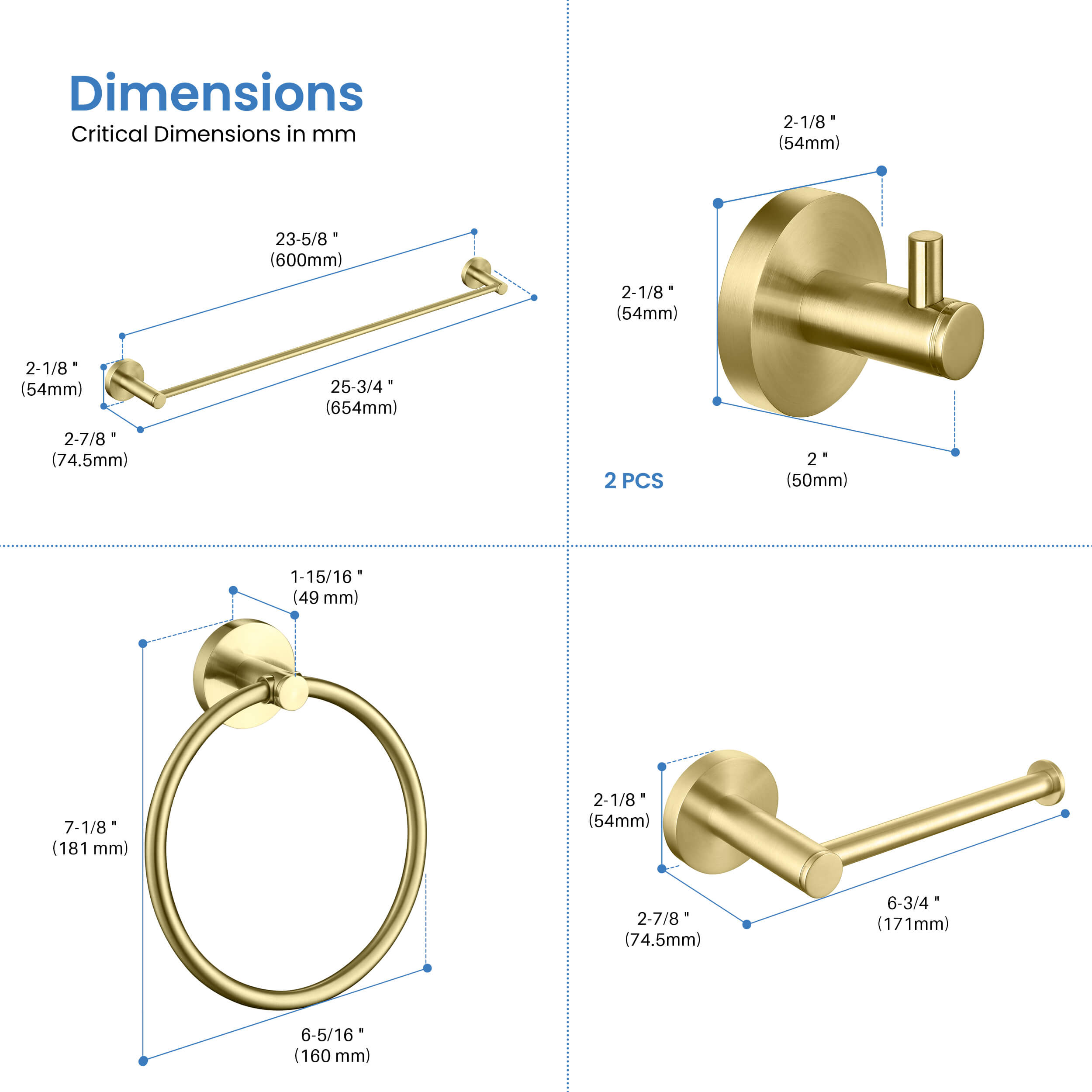 Halo 5-Piece Bathroom Hardware Set - C-CBA14-5-1