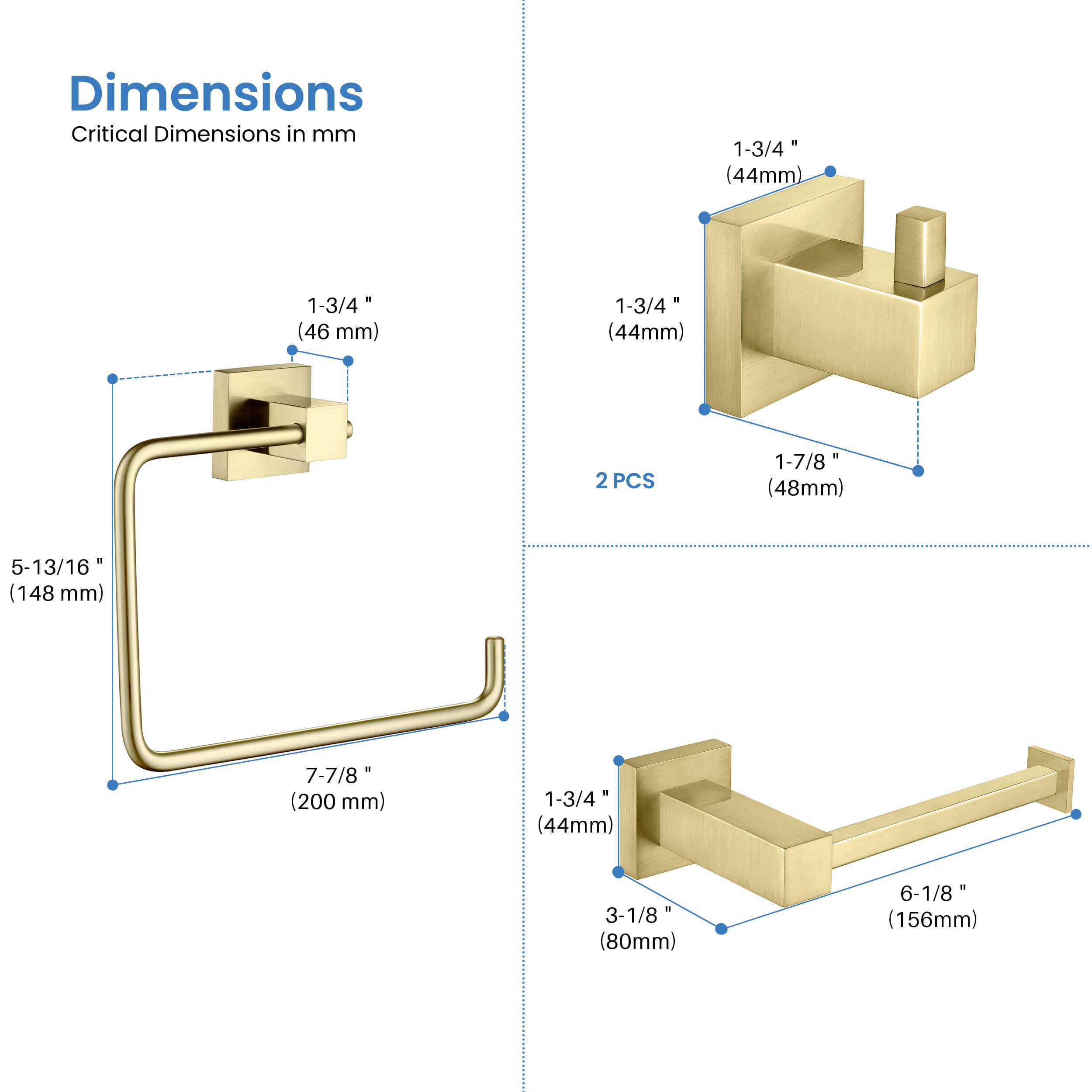 Quadra 4-Piece Bathroom Hardware Set - C-CBA15-4-1