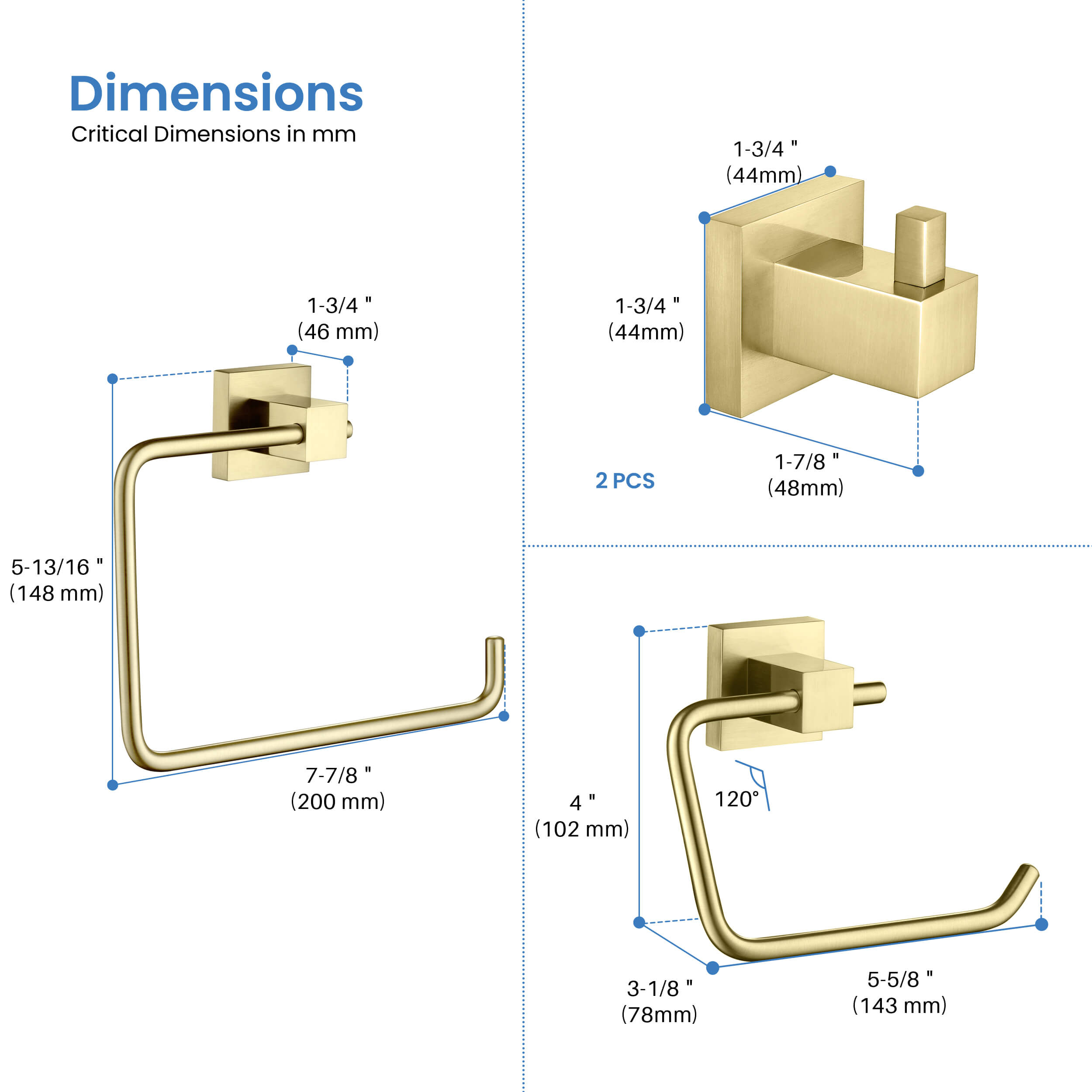 Quadra 4-Piece Bathroom Hardware Set - C-CBA15-4-2