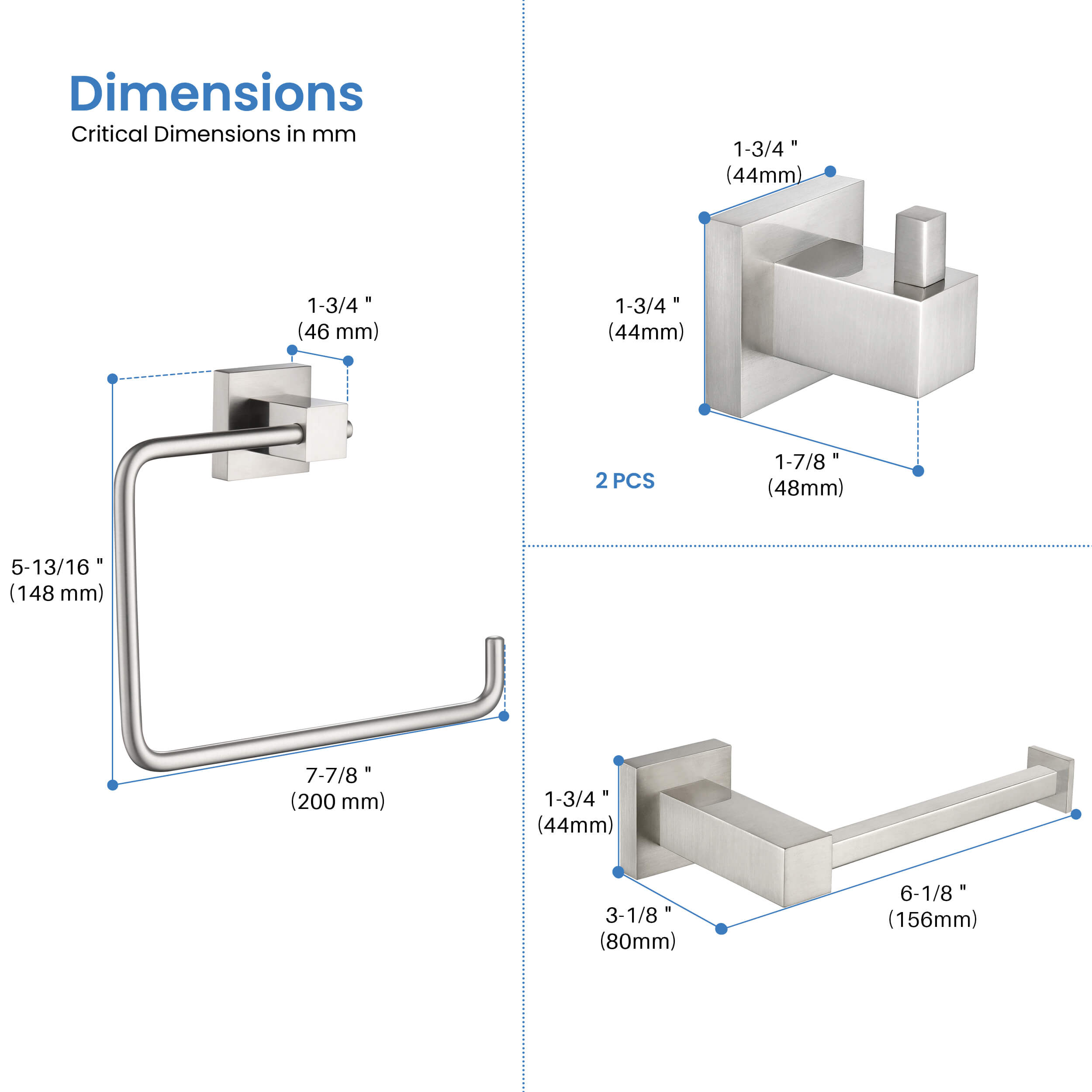Quadra 4-Piece Bathroom Hardware Set - C-CBA15-4-1