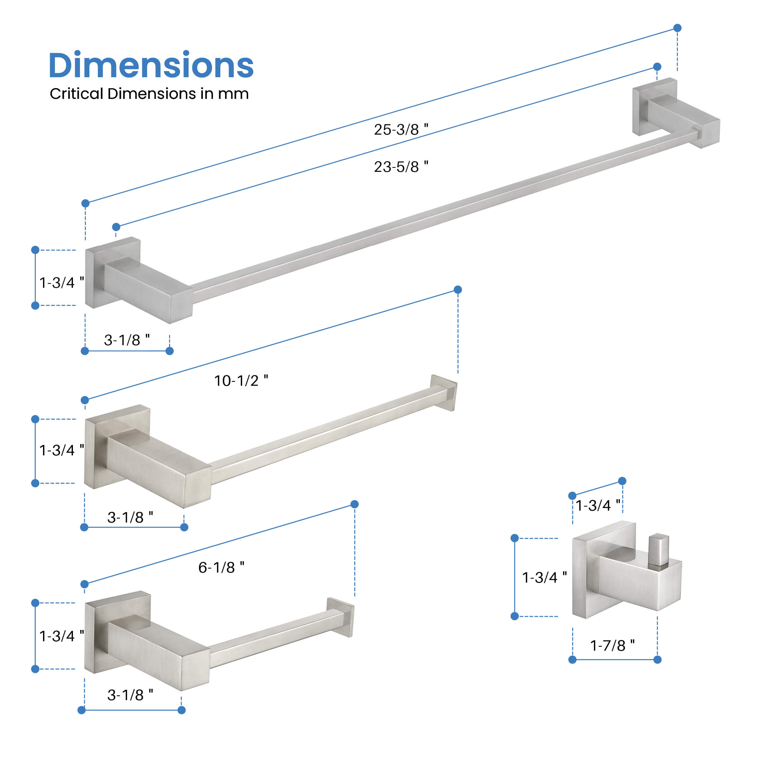 Quadra 5-Piece Bathroom Hardware Set - C-CBA15-5