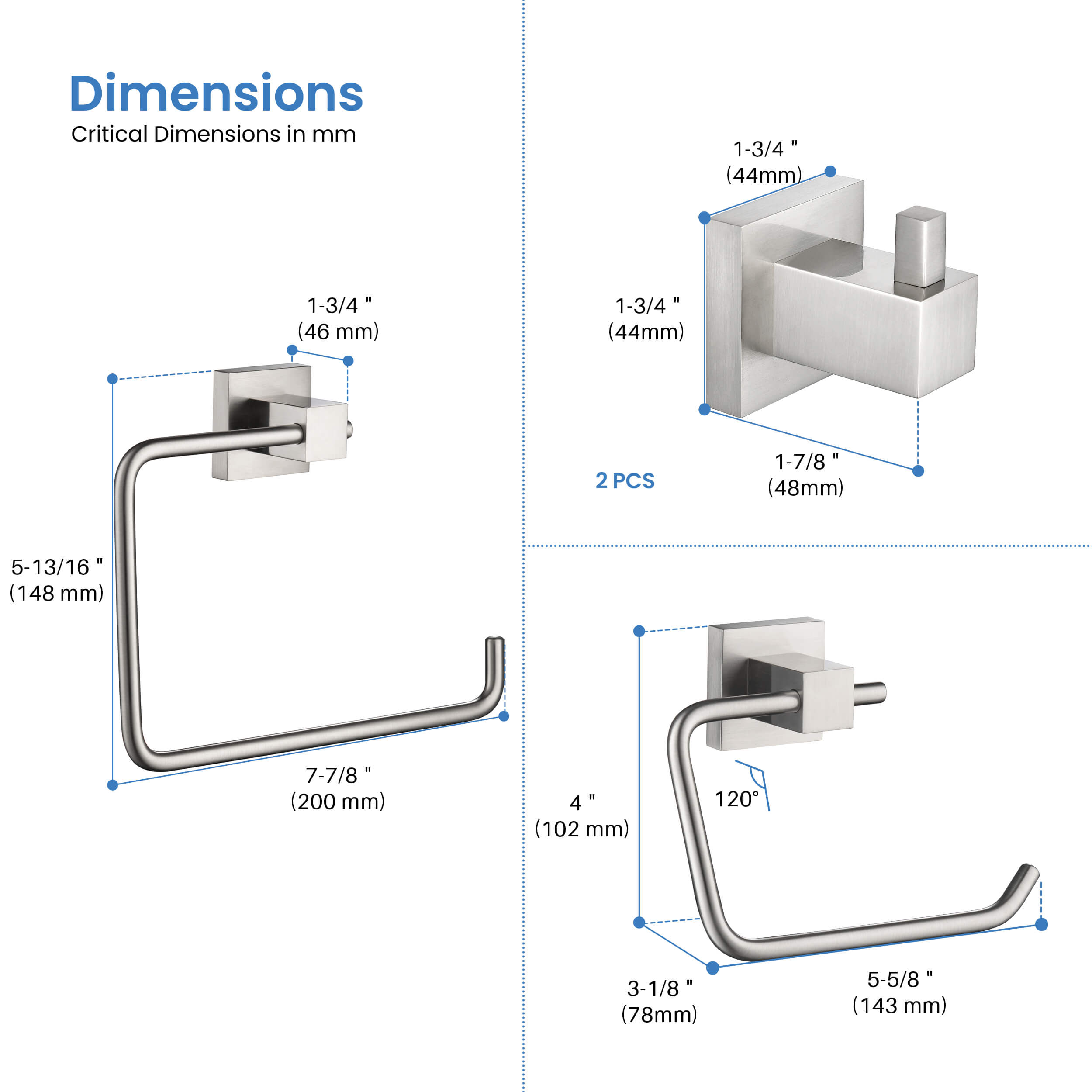 Quadra 4-Piece Bathroom Hardware Set - C-CBA15-4-2