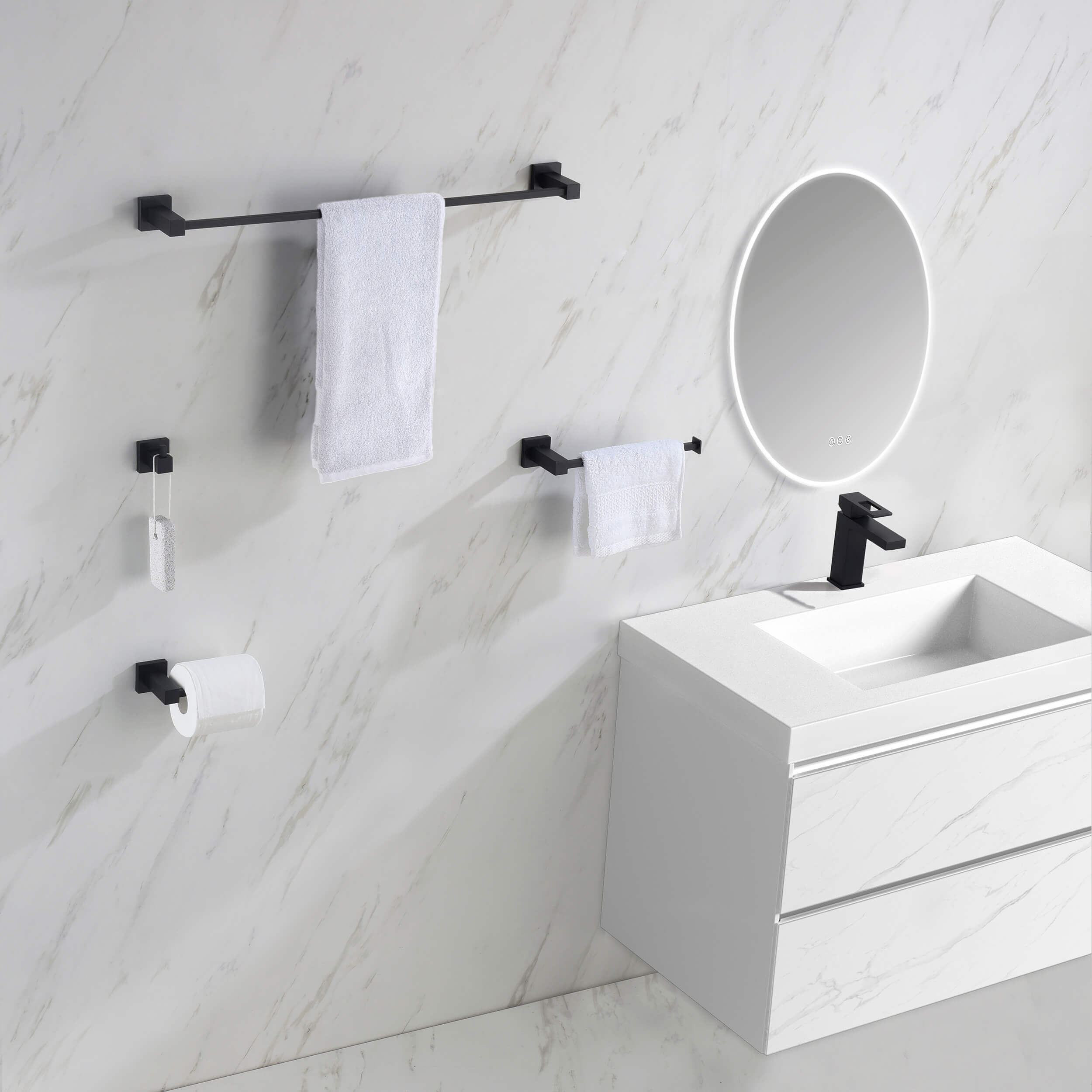 Quadra 4-Piece Bathroom Hardware Set - C-CBA15-4