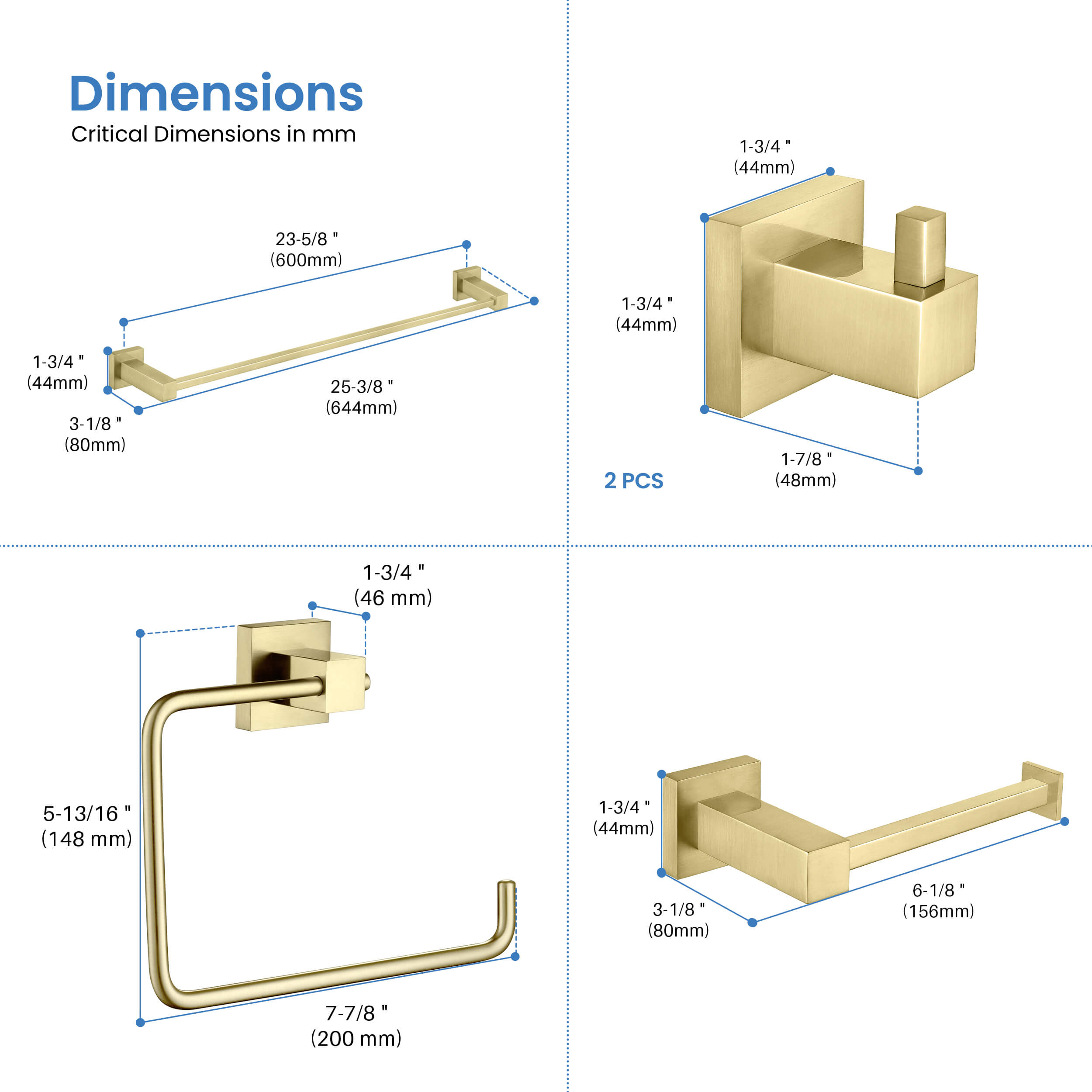 Quadra 5-Piece Bathroom Hardware Set - C-CBA15-5-1