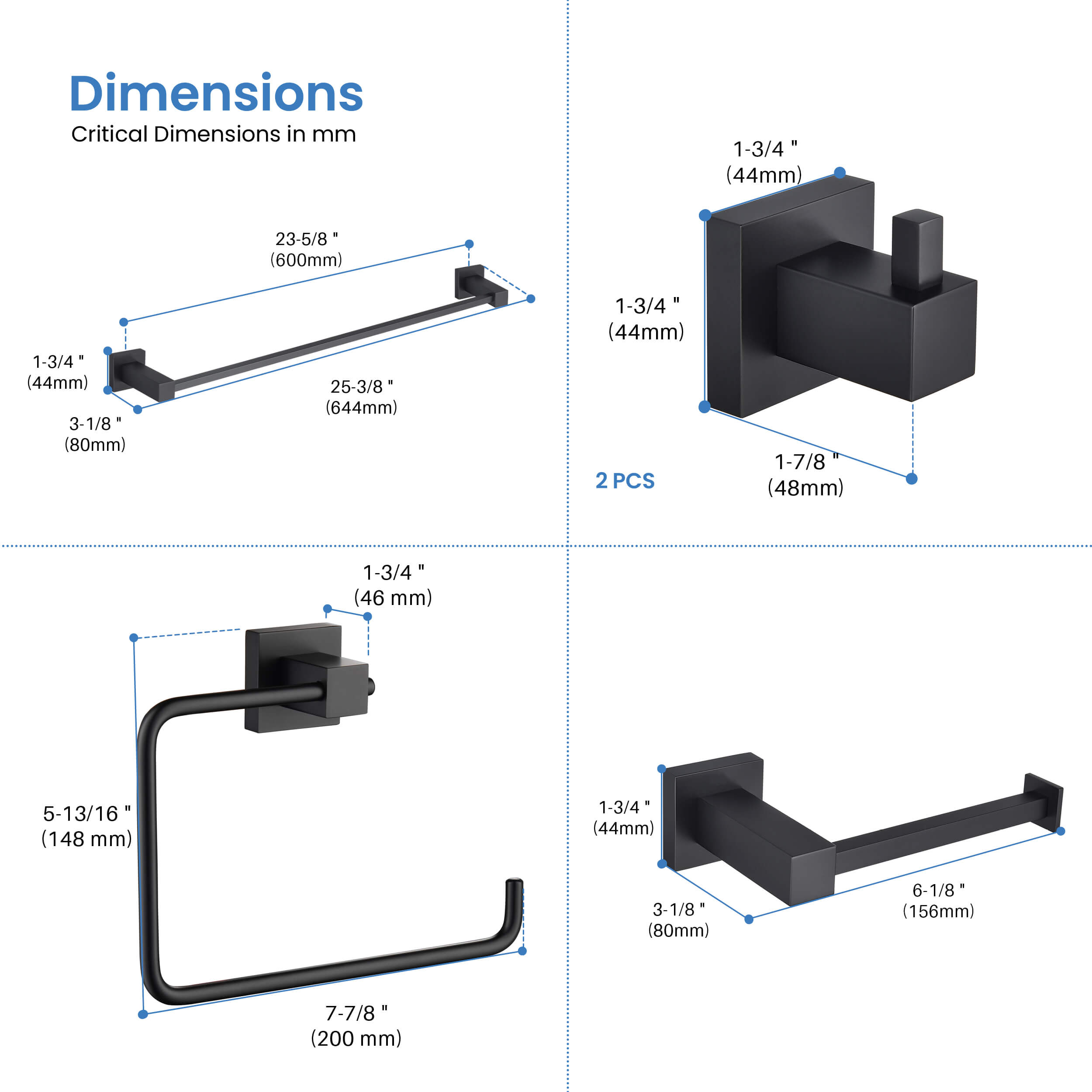 Quadra 5-Piece Bathroom Hardware Set - C-CBA15-5-1