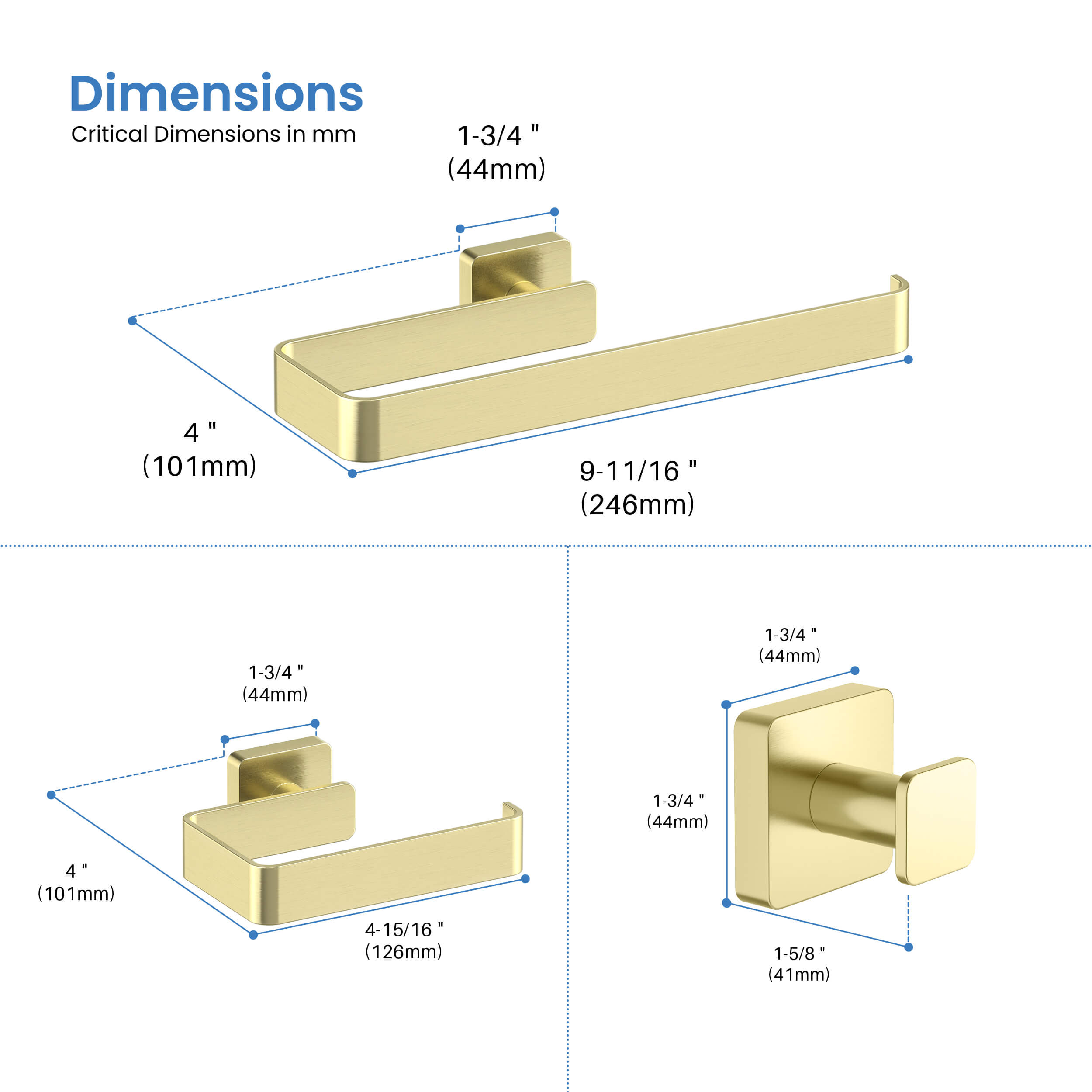 Fusion 4-Piece Bathroom Hardware Set - C-CBA16-4-2