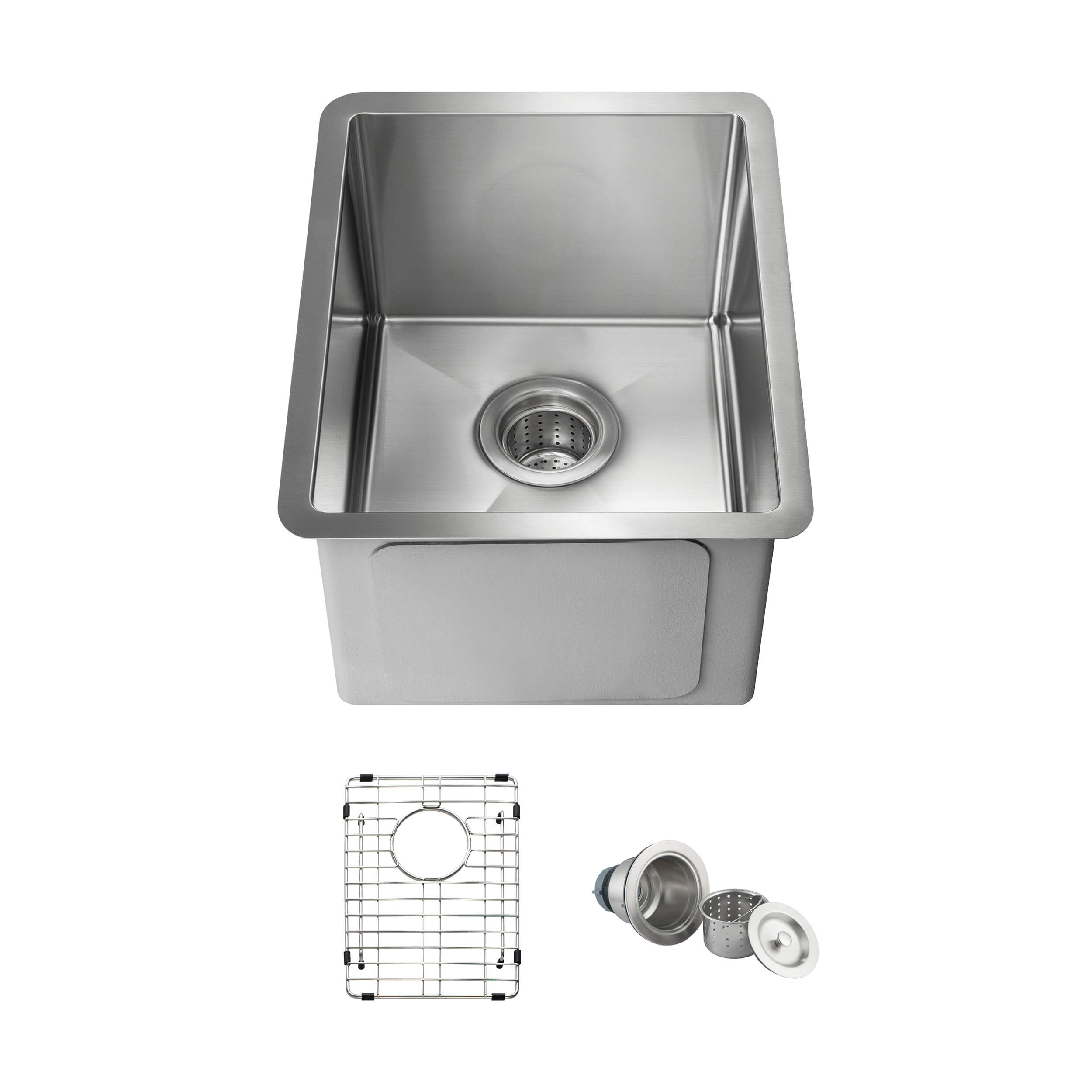 14" Handcrafted Undermount Single Bowl 16 gauge Stainless Steel Kitchen Sink - C1-14S