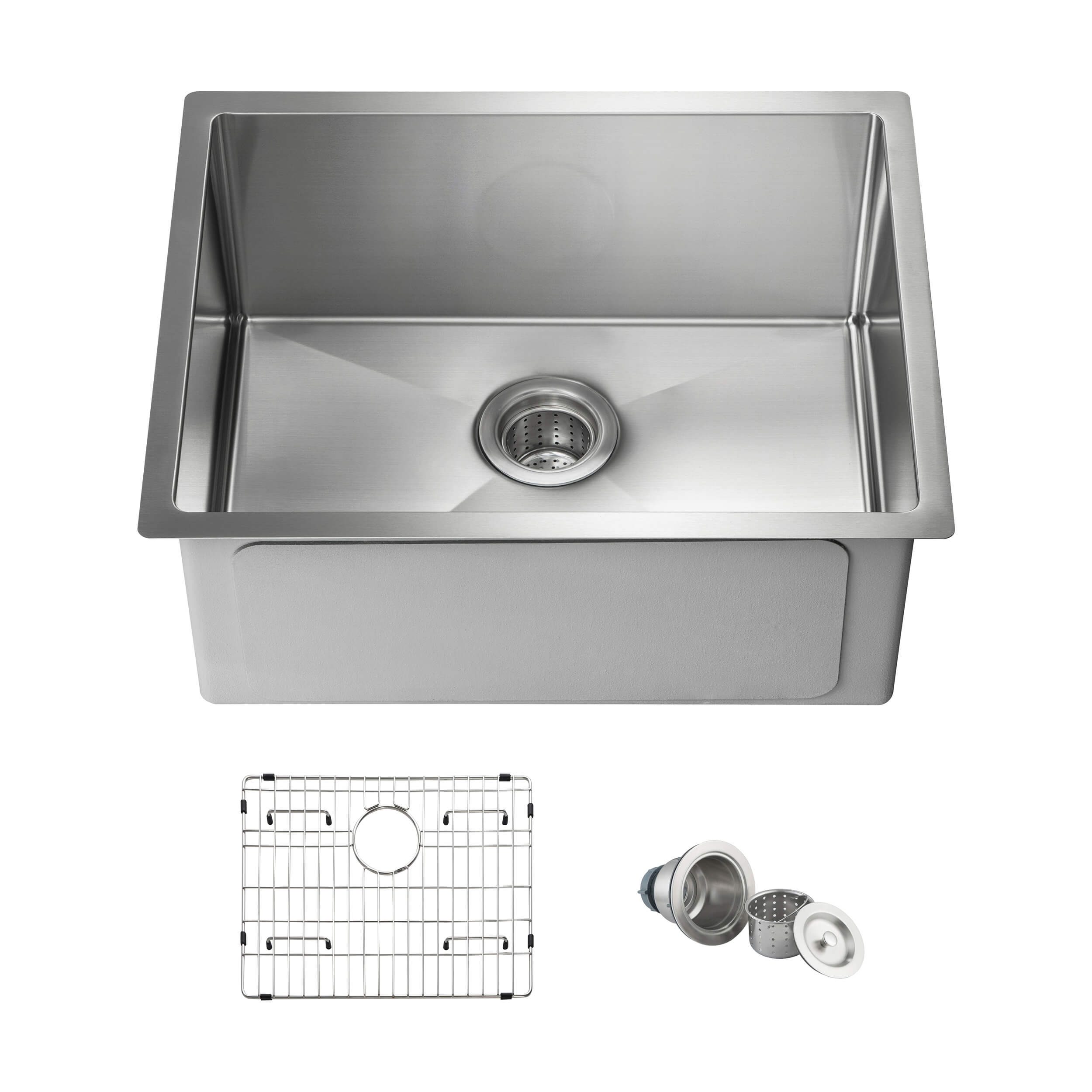 21" Handcrafted Undermount Single Bowl 16 gauge Stainless Steel Kitchen Sink - C1-21S