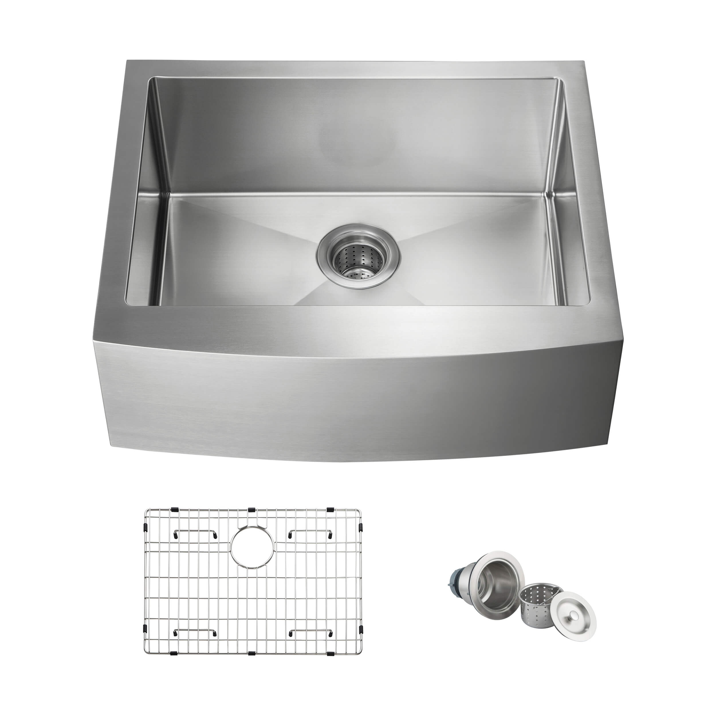 27" Handcrafted Farmhouse Apron Single Bowl Stainless Steel Kitchen Sink - C1-27SF