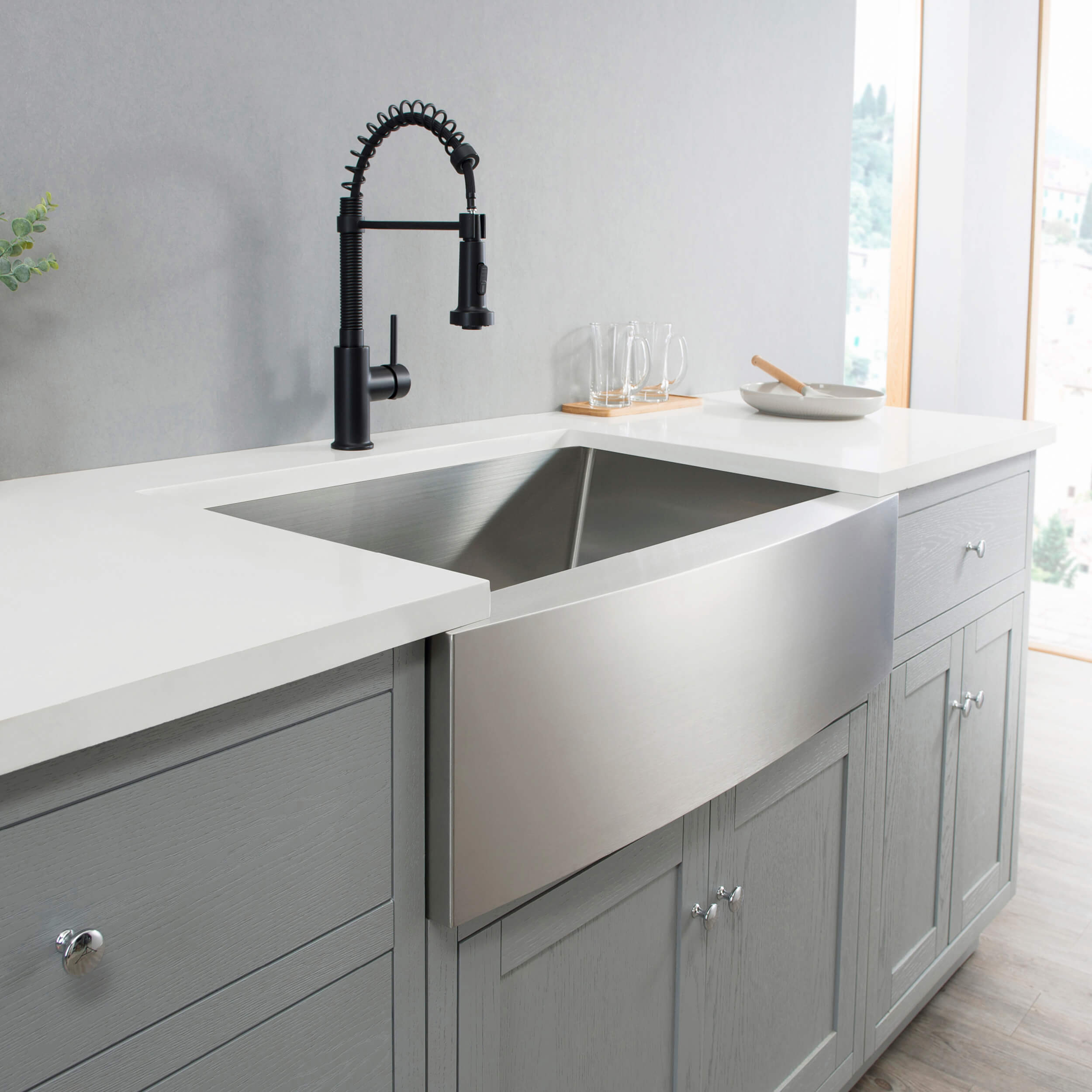 27" Handcrafted Farmhouse Apron Single Bowl Stainless Steel Kitchen Sink - C1-27SF