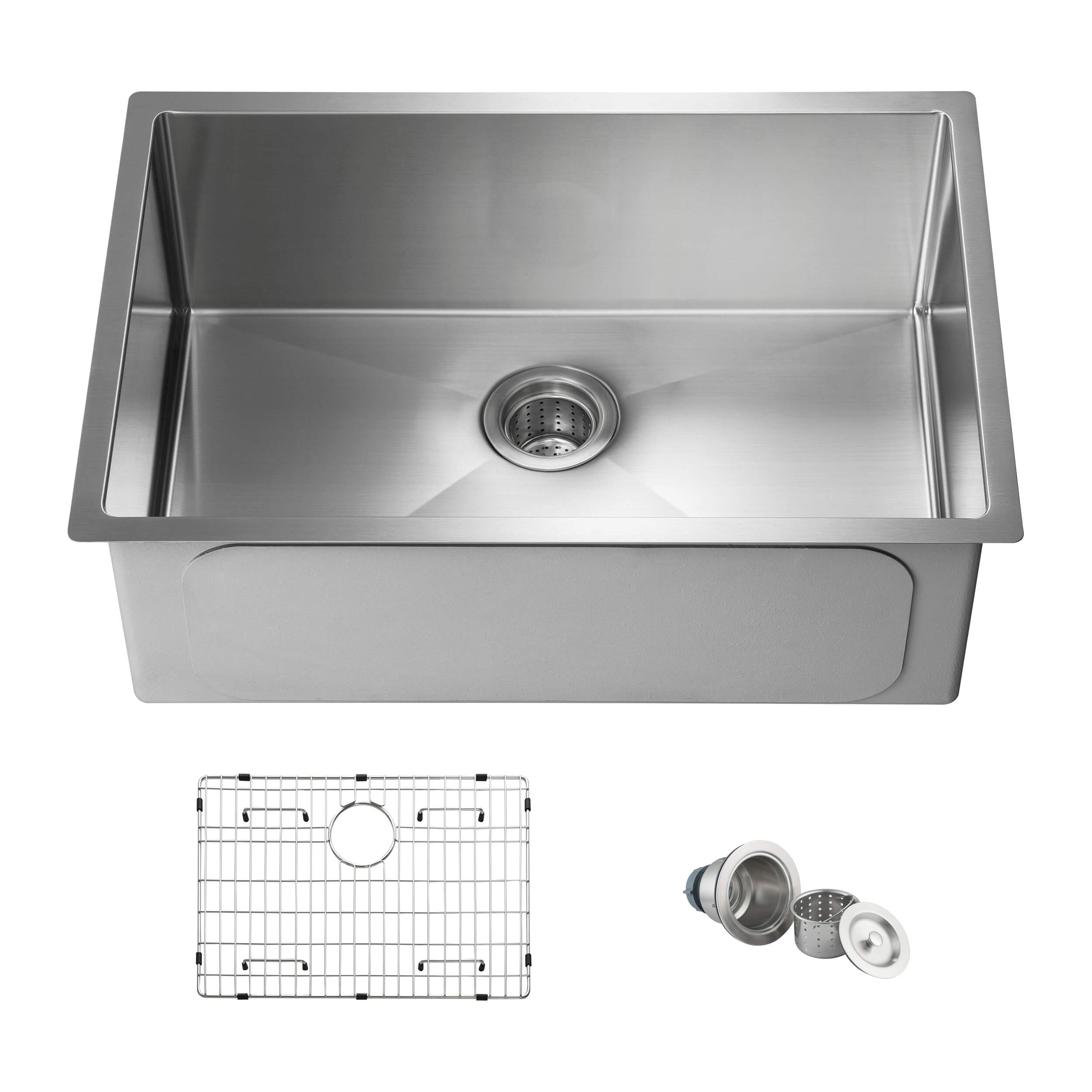 28" Handcrafted Undermount Single Bowl 16 gauge Stainless Steel Kitchen Sink - C1-28S