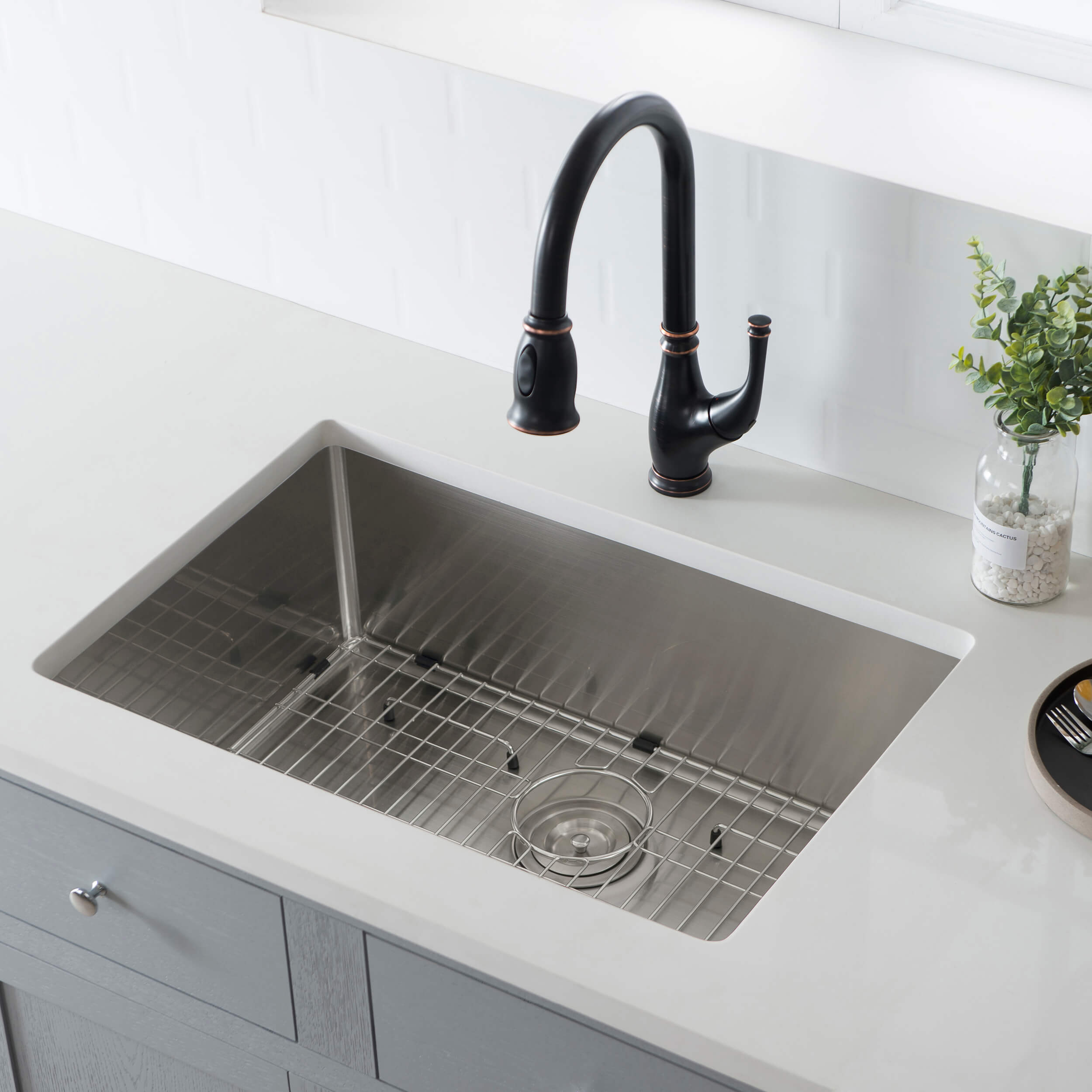 28" Handcrafted Undermount Single Bowl 16 gauge Stainless Steel Kitchen Sink - C1-28S