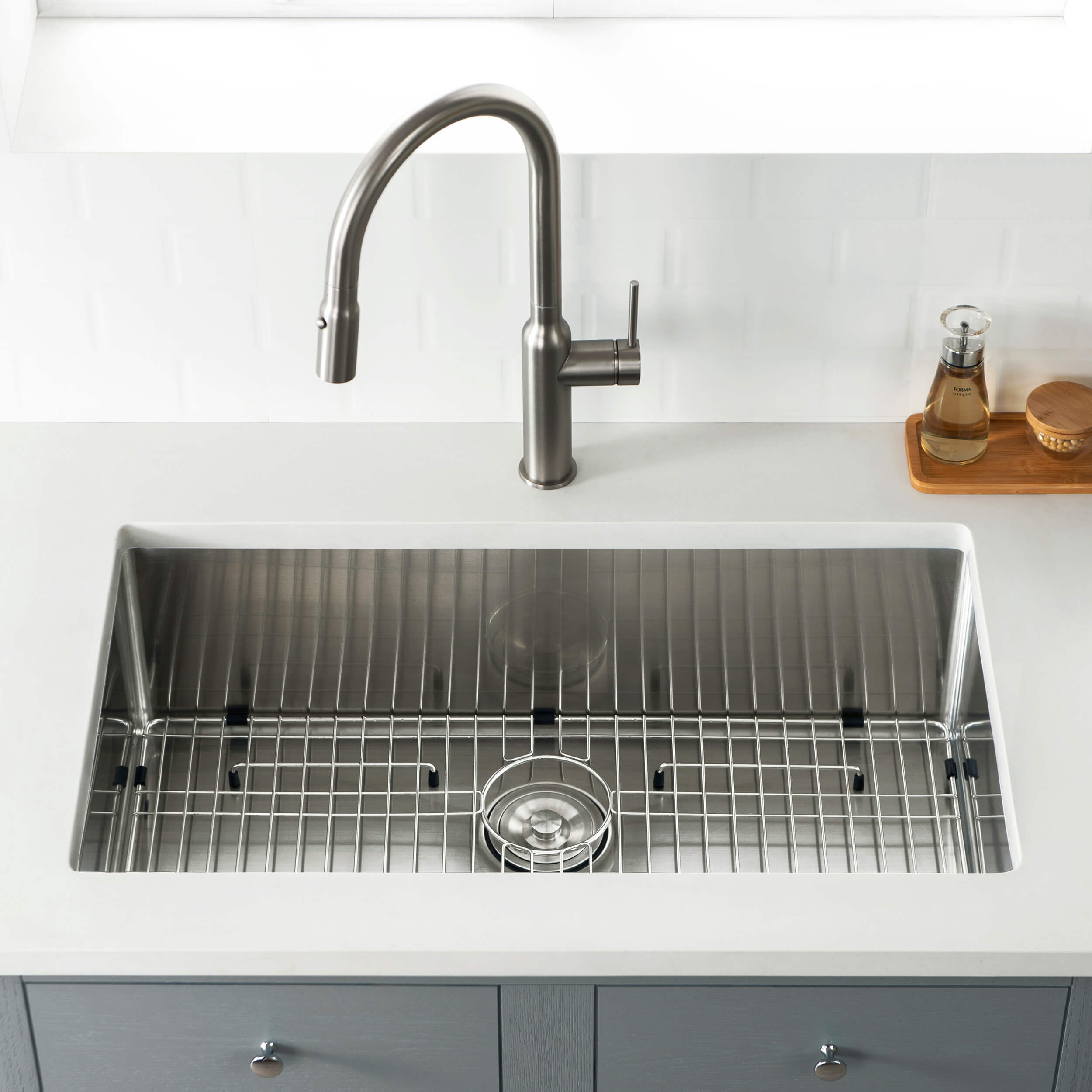 32 3/4" Handcrafted Undermount Single Bowl 16 gauge Stainless Steel Kitchen Sink - C1-33S