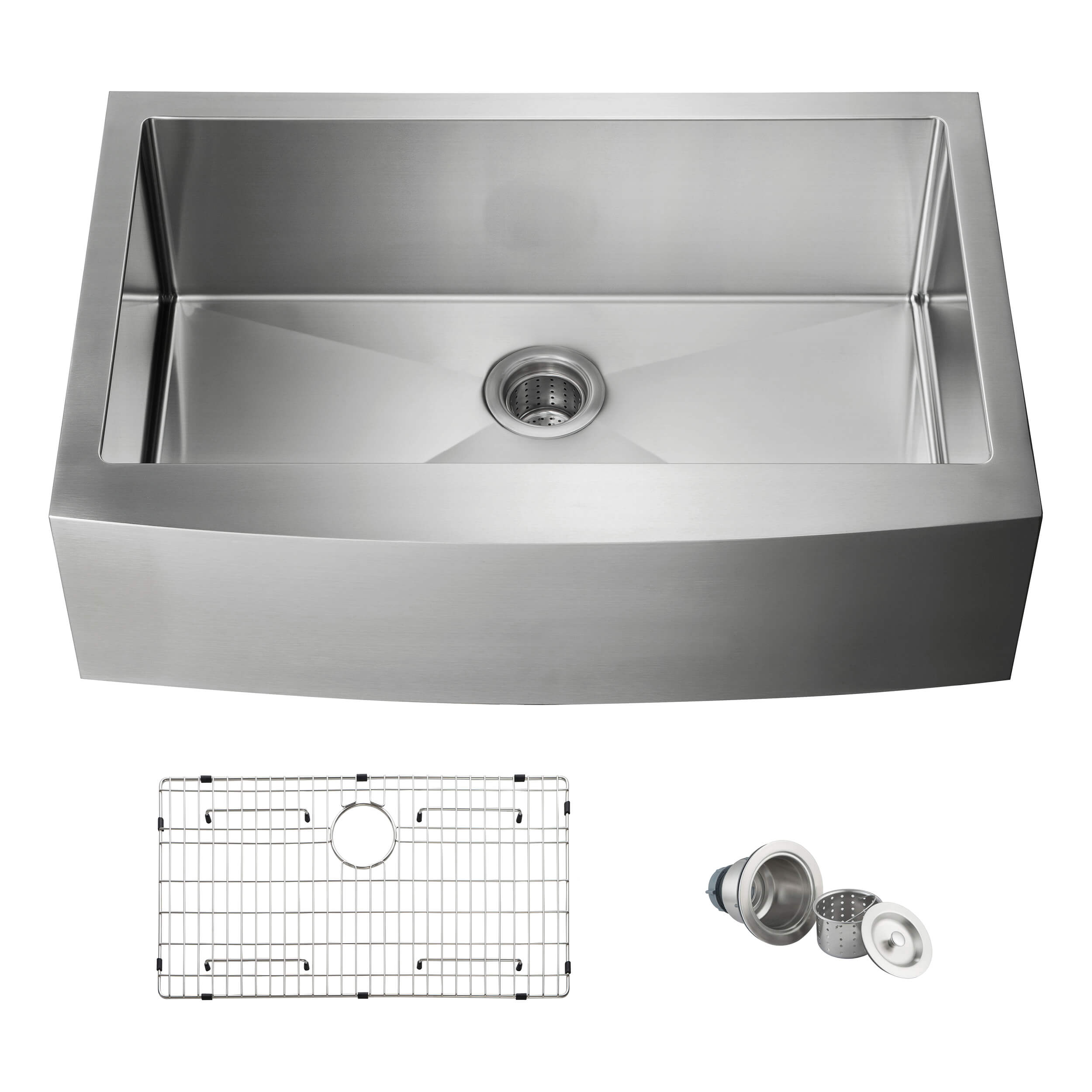 33" Handcrafted Farmhouse Apron Single Bowl Stainless Steel Kitchen Sink - C1-33SF
