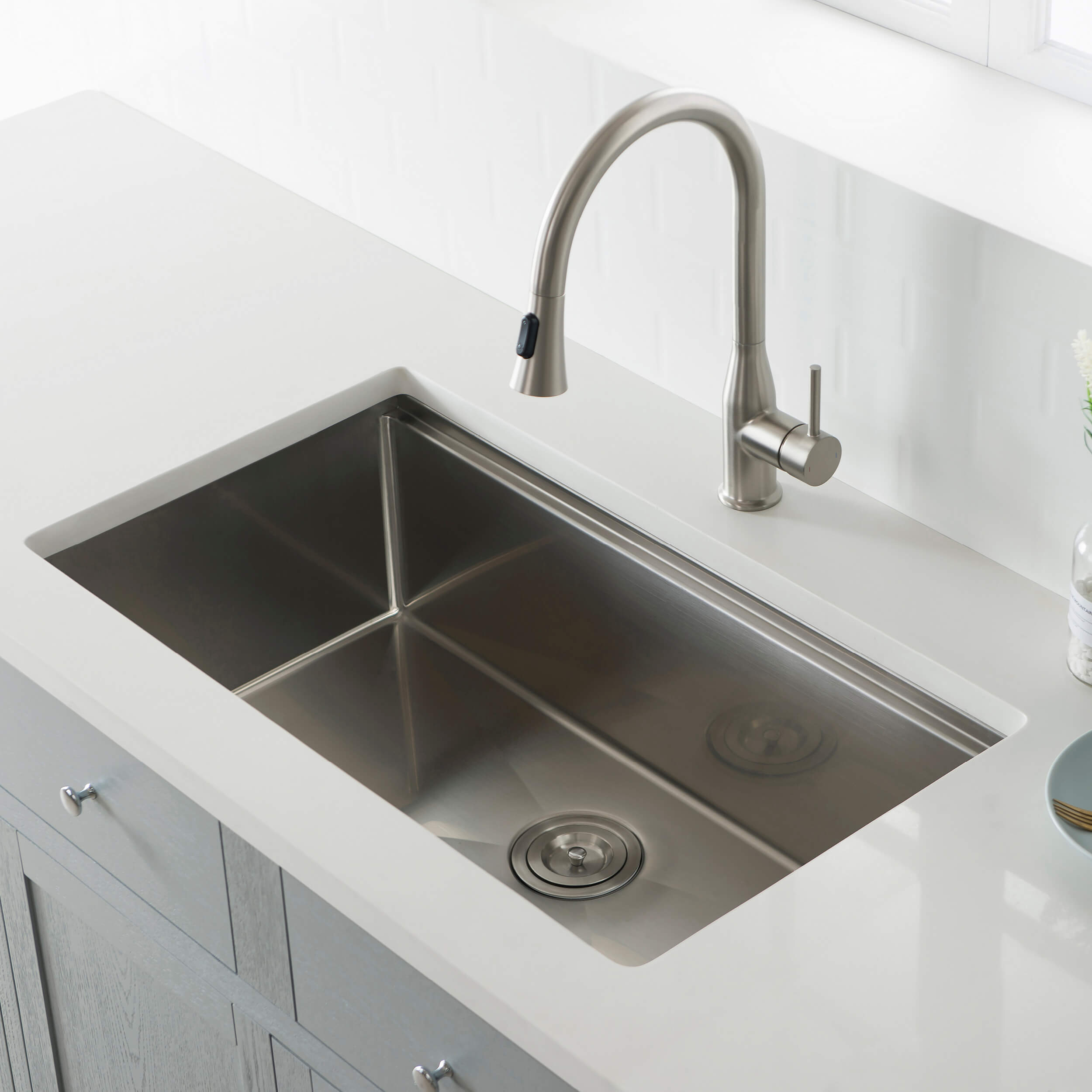 33" Undermount Single Bowl Stainless Steel Workstation Sink - C1-33ST
