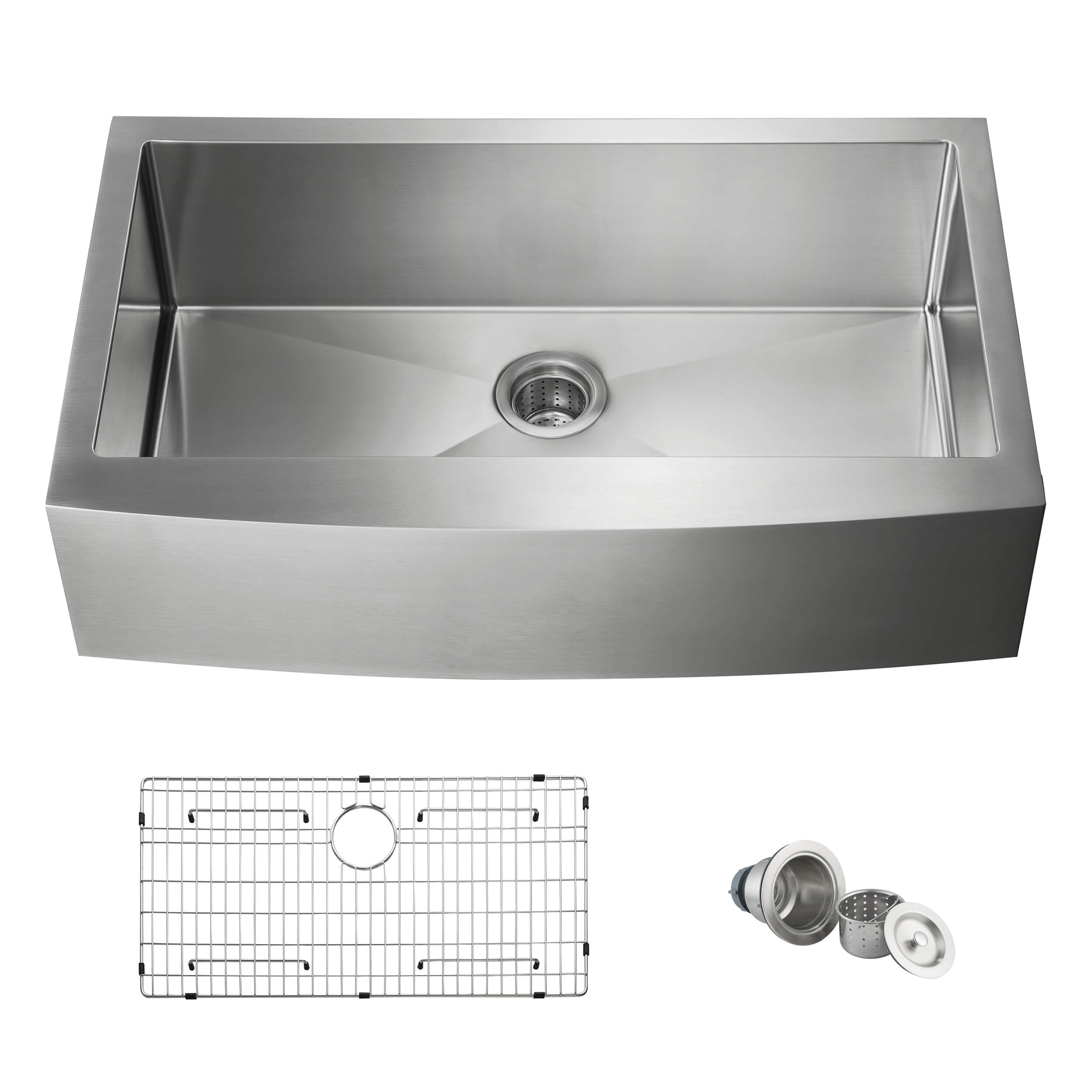 36" Handcrafted Farmhouse Apron Single Bowl Stainless Steel Kitchen Sink - C1-36SF