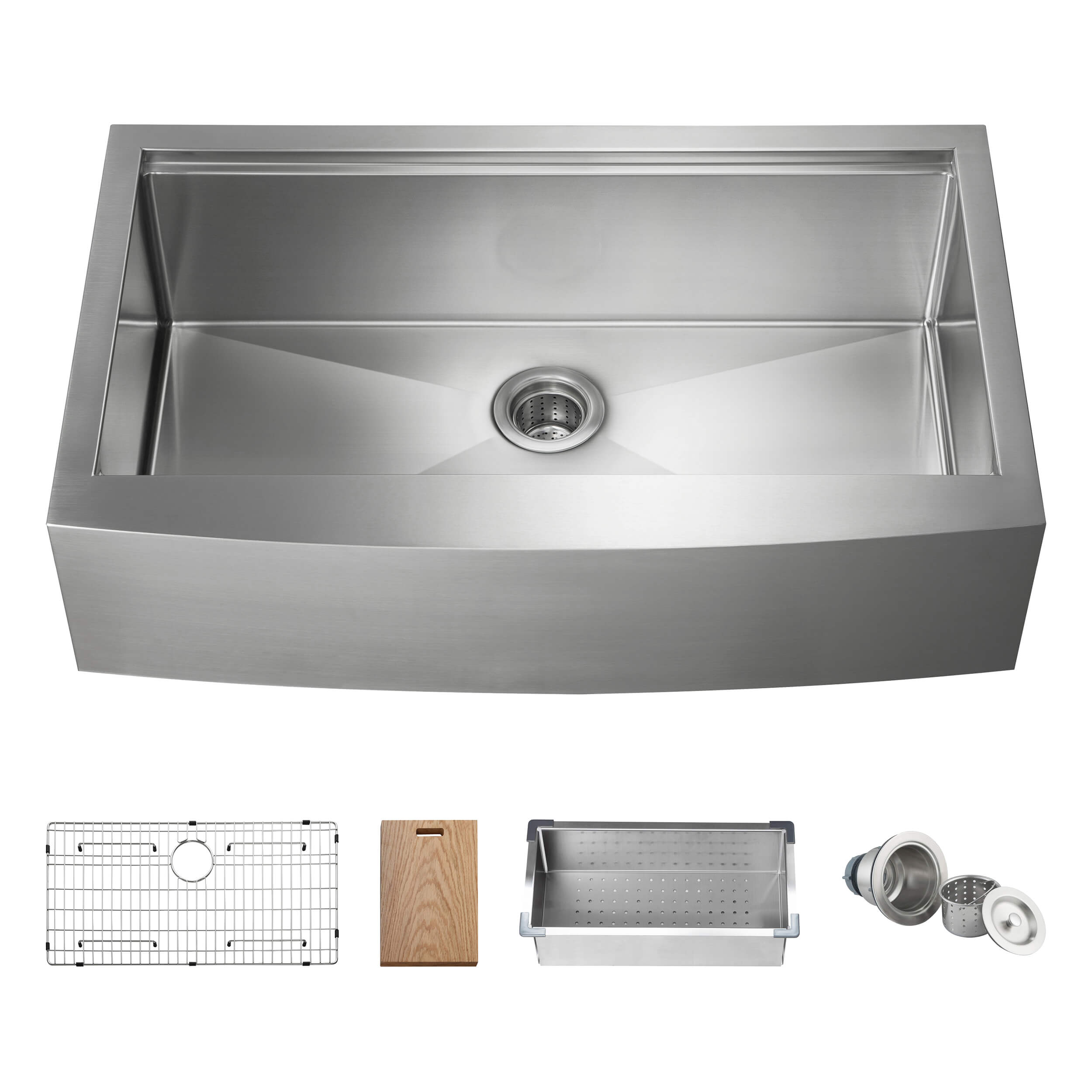 36" Farmhouse Apron Single Bowl Stainless Steel Workstation Kitchen Sink - C1-36SFT