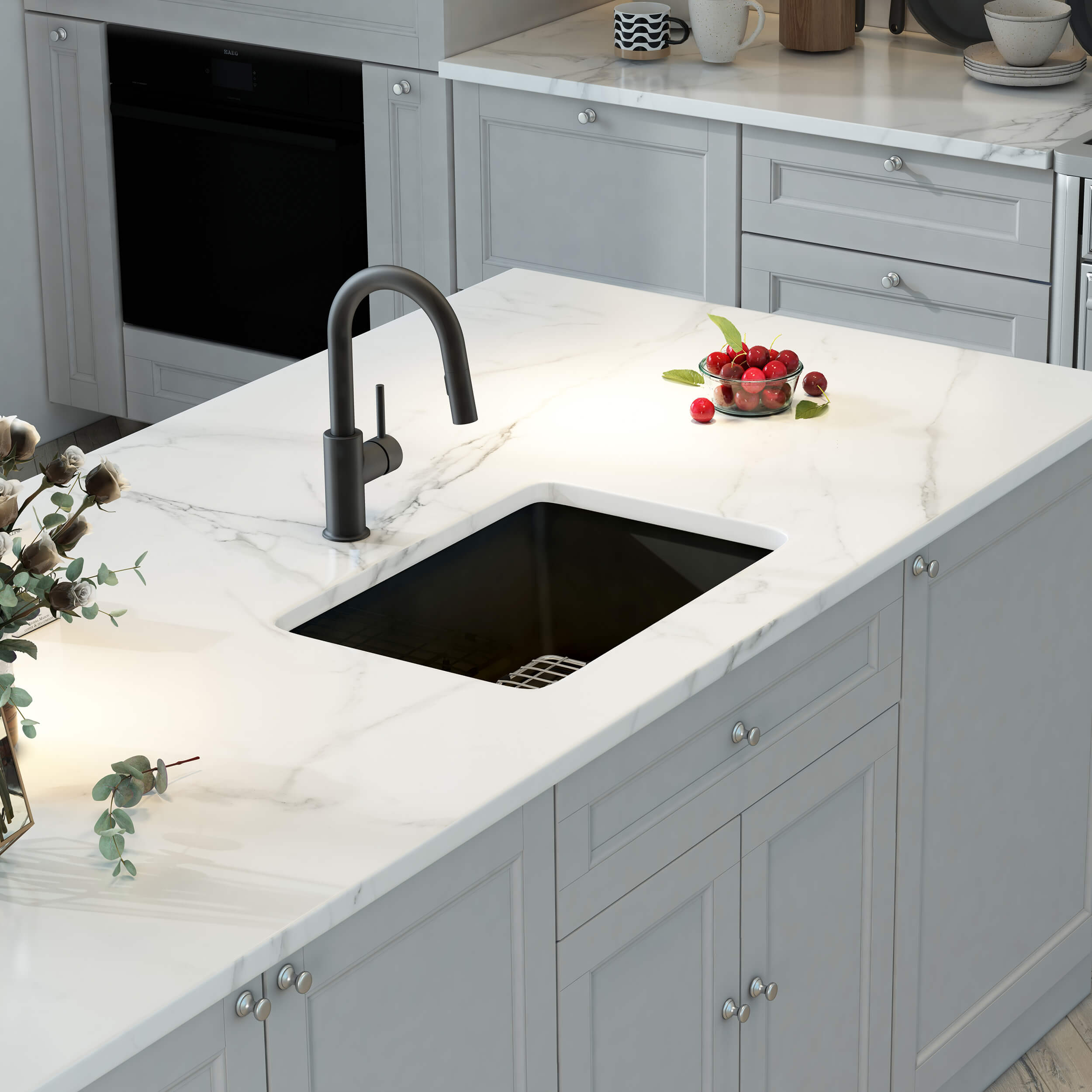 Nova 27" Matte Black Fireclay Single Bowl Kitchen Undermount Sink - C2-27SMB