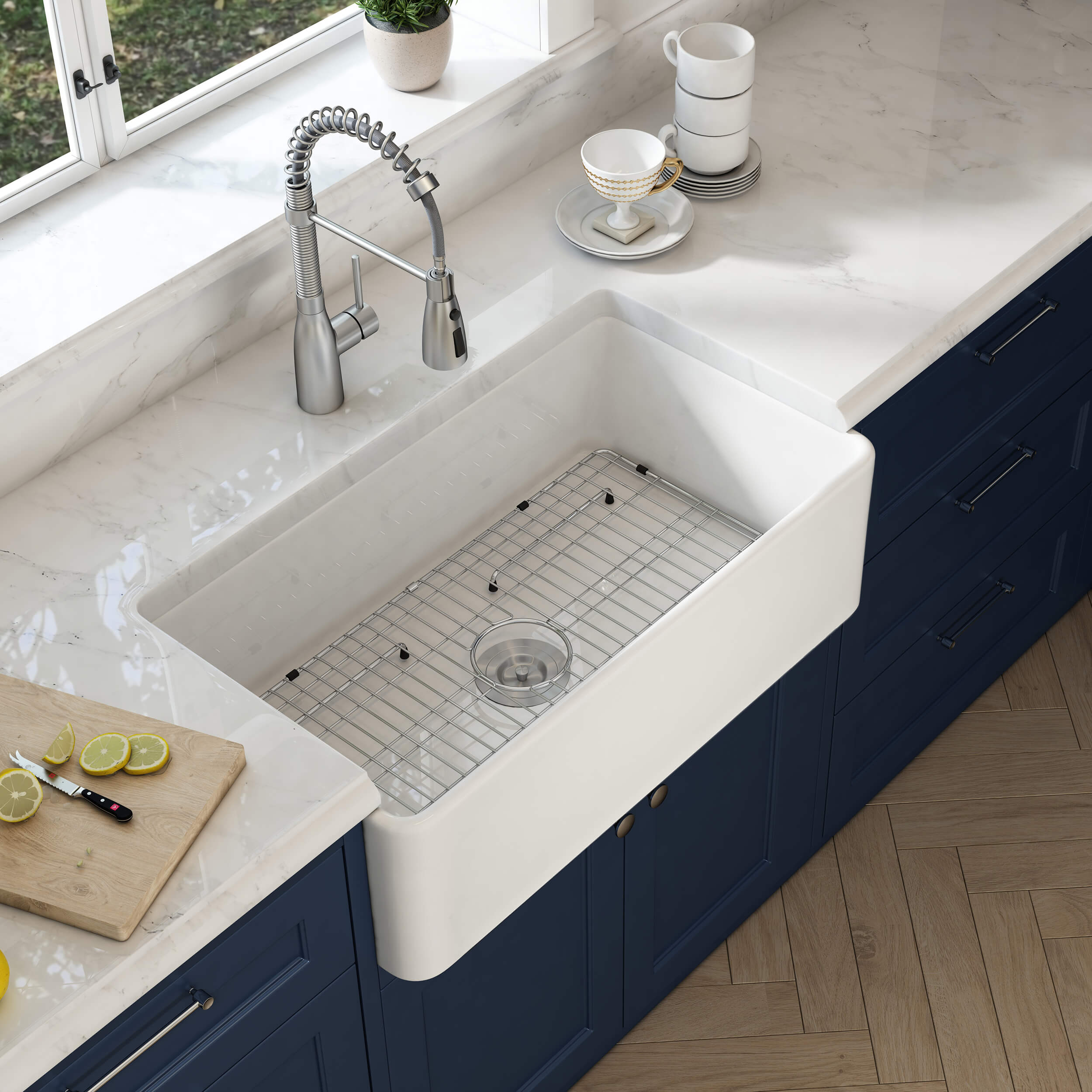 Nova 33" Fireclay Single Bowl Kitchen Farmhouse Sink - C2-33SF