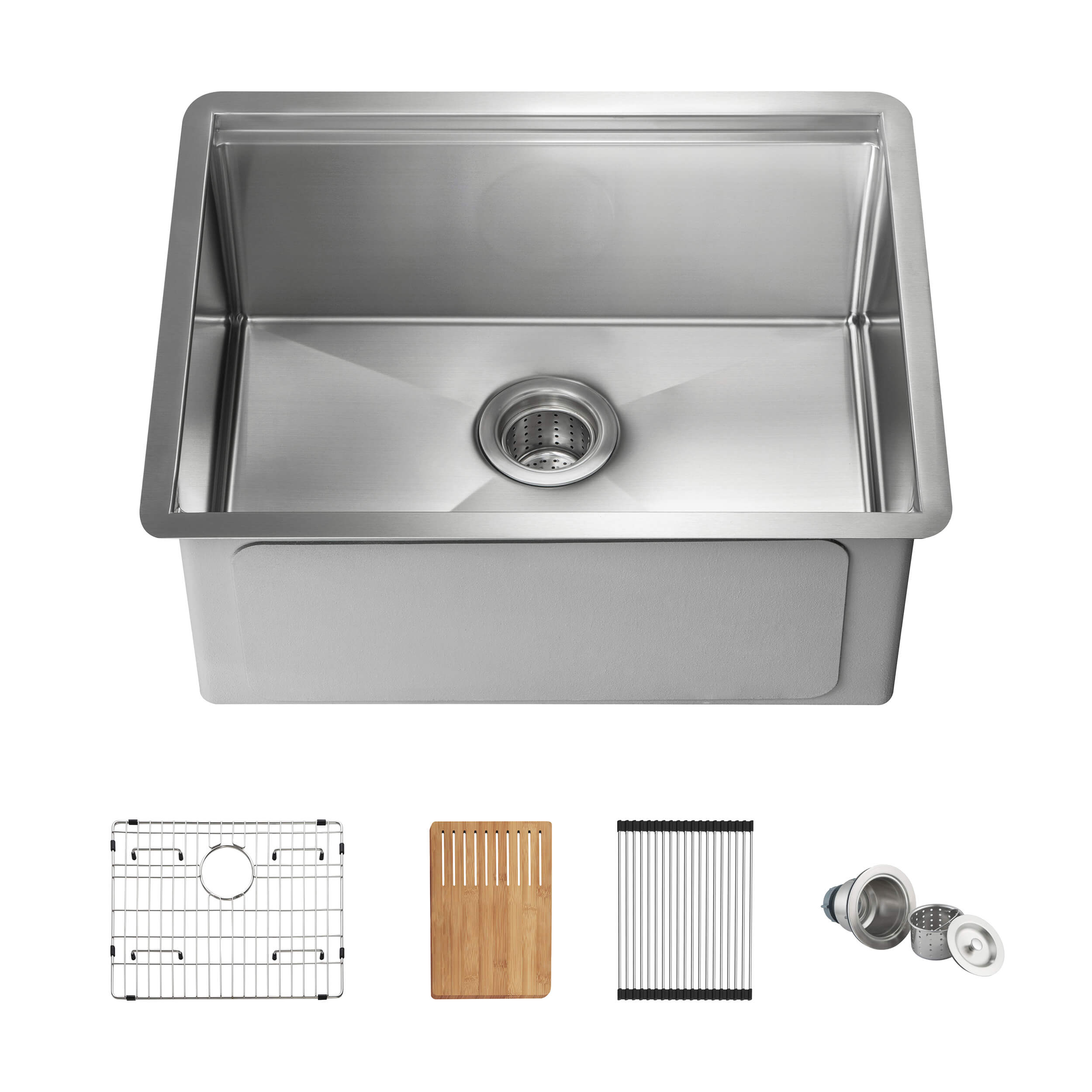 24" Handcrafted 316 Marine Grade Stainless Steel Single Bowl Workstation Undermount Kitchen Sink - C3-24ST