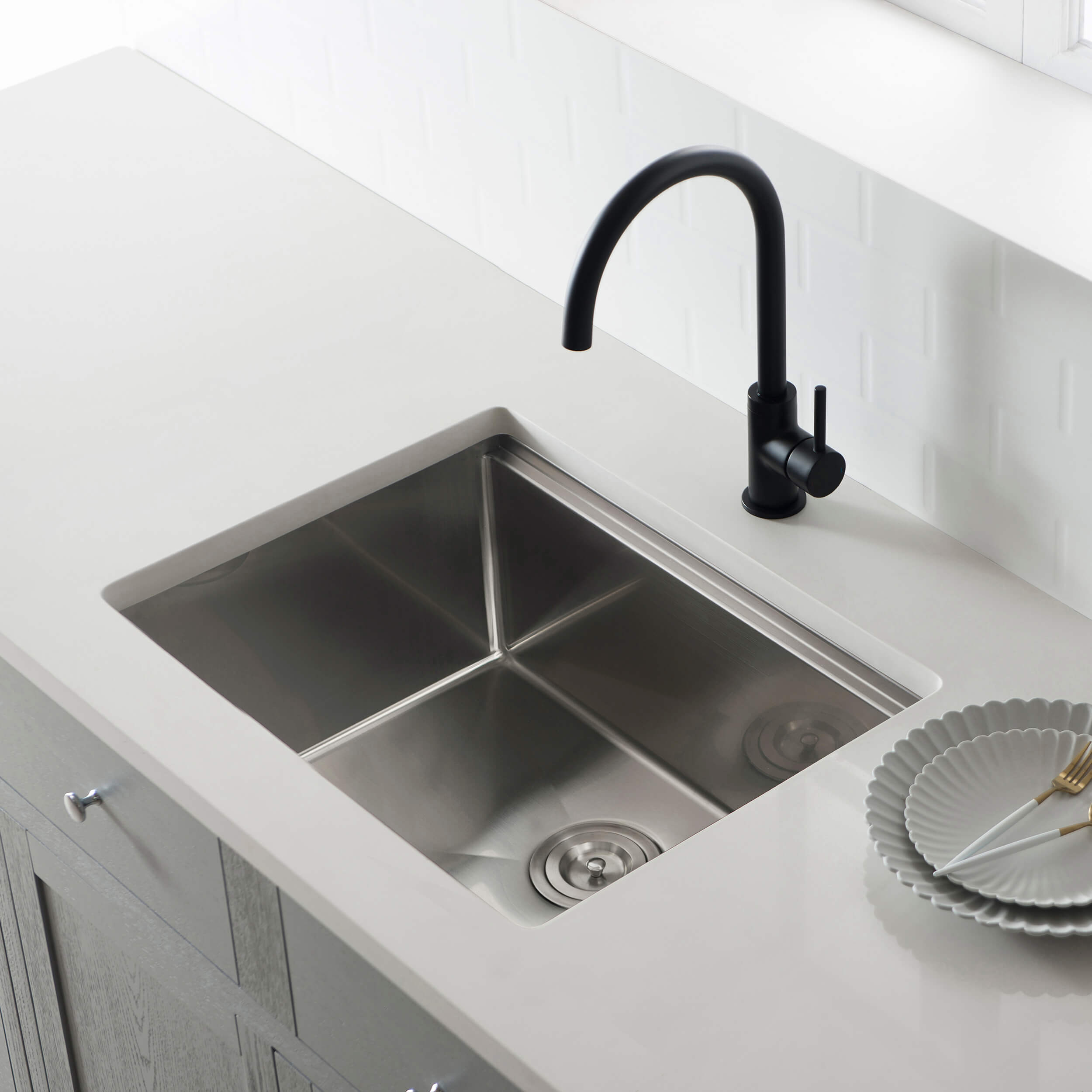 24" Handcrafted 316 Marine Grade Stainless Steel Single Bowl Workstation Undermount Kitchen Sink - C3-24ST