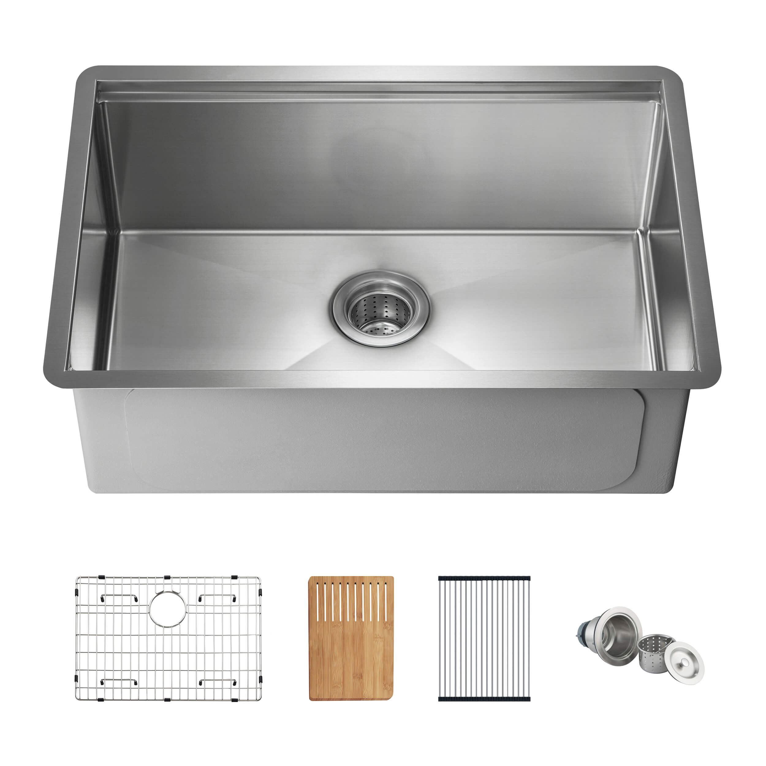 27" Handcrafted 316 Marine Grade Stainless Steel Single Bowl Workstation Undermount Kitchen Sink - C3-27ST