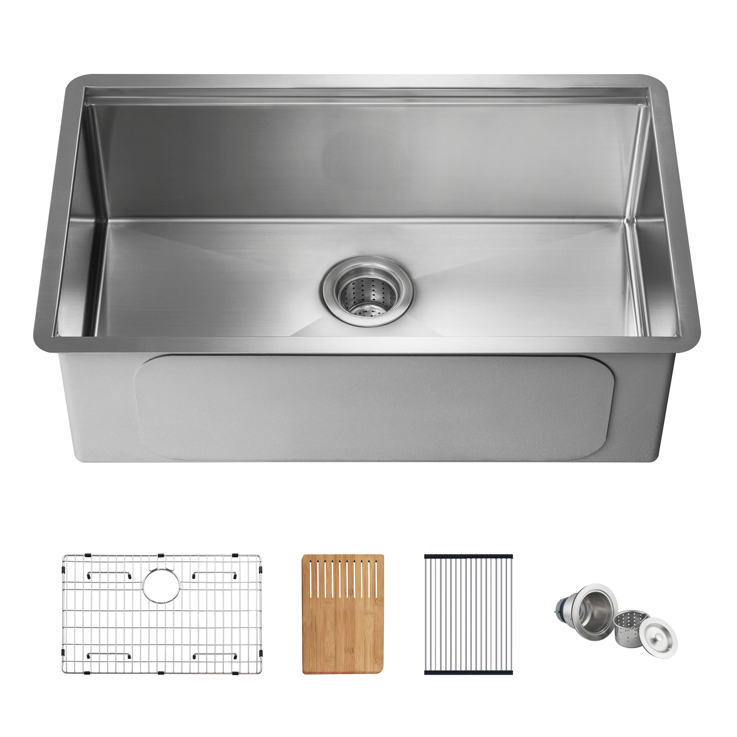 30" Handcrafted 316 Marine Grade Stainless Steel Single Bowl Workstation Undermount Kitchen Sink - C3-30ST