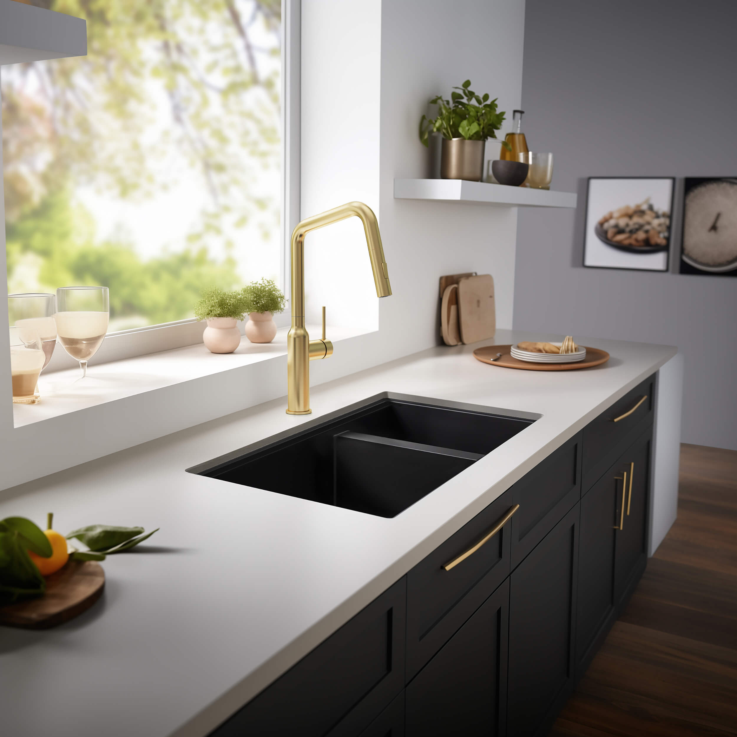 33" Undermount Workstation Double Bowl Quartz Kitchen Sink - C4-33DT