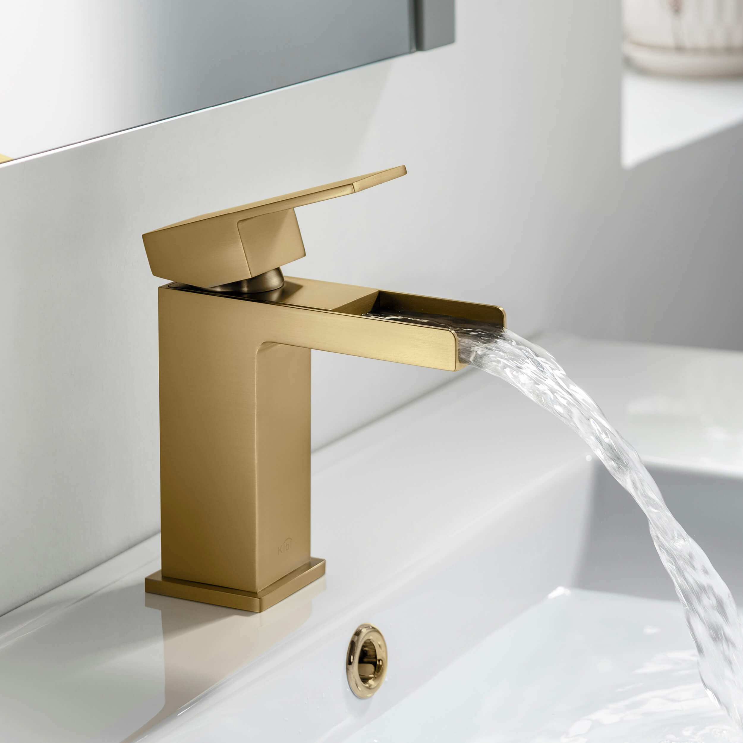 Quadra Waterfall Single Handle Bathroom Vanity Sink Faucet with Pop Up Drain - CBF-1004