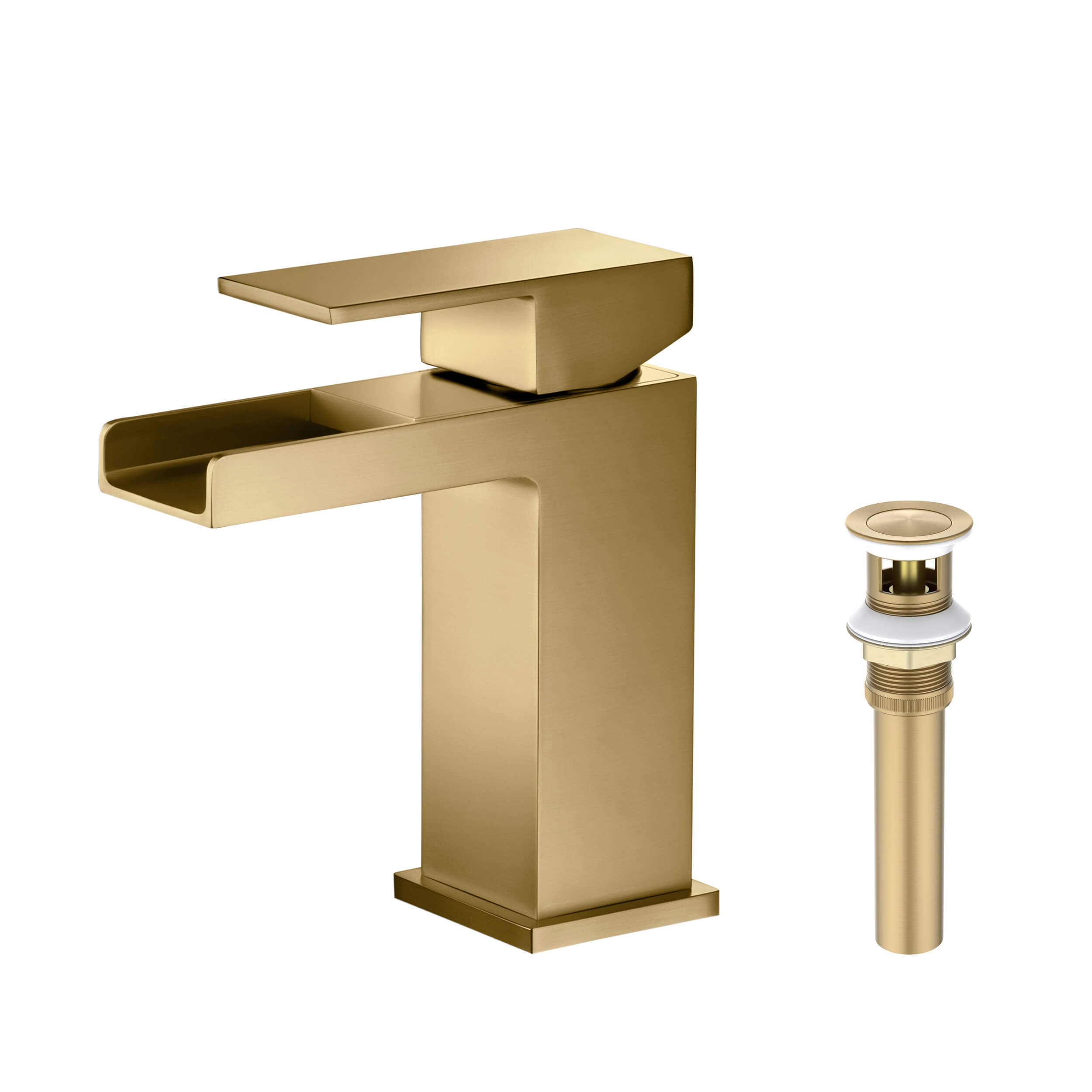 Quadra Waterfall Single Handle Bathroom Vanity Sink Faucet with Pop Up Drain - CBF-1004