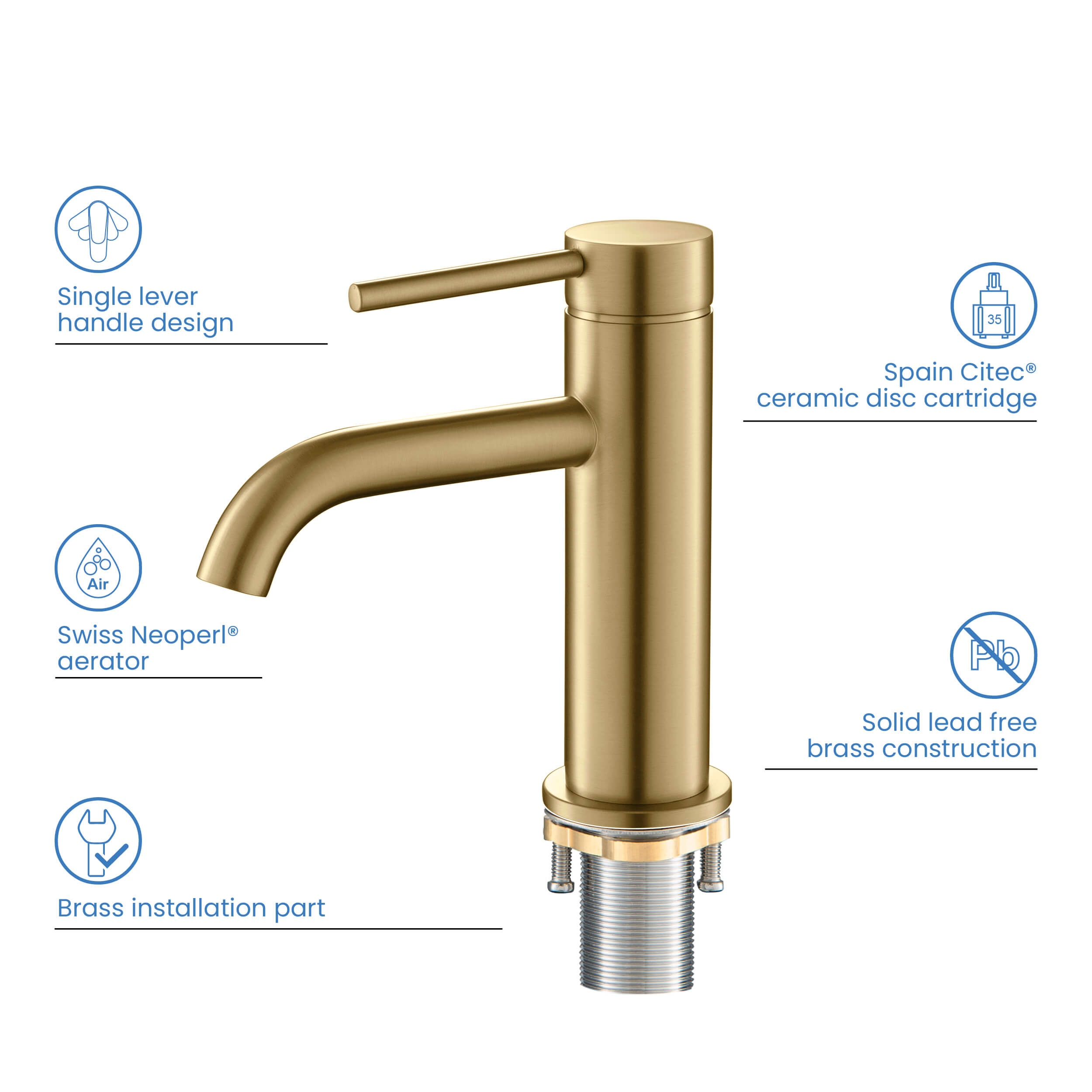 Halo Single Handle Bathroom Vanity Sink Faucet with Pop Up Drain - CBF-1008