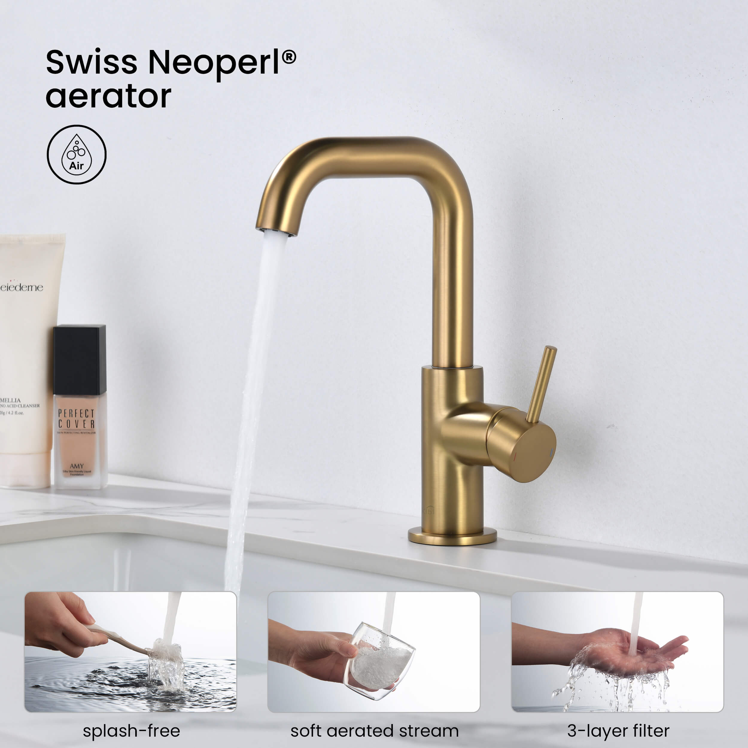 Tampa Single Handle High-Arc Bathroom Vanity Sink Faucet - CBF-1028