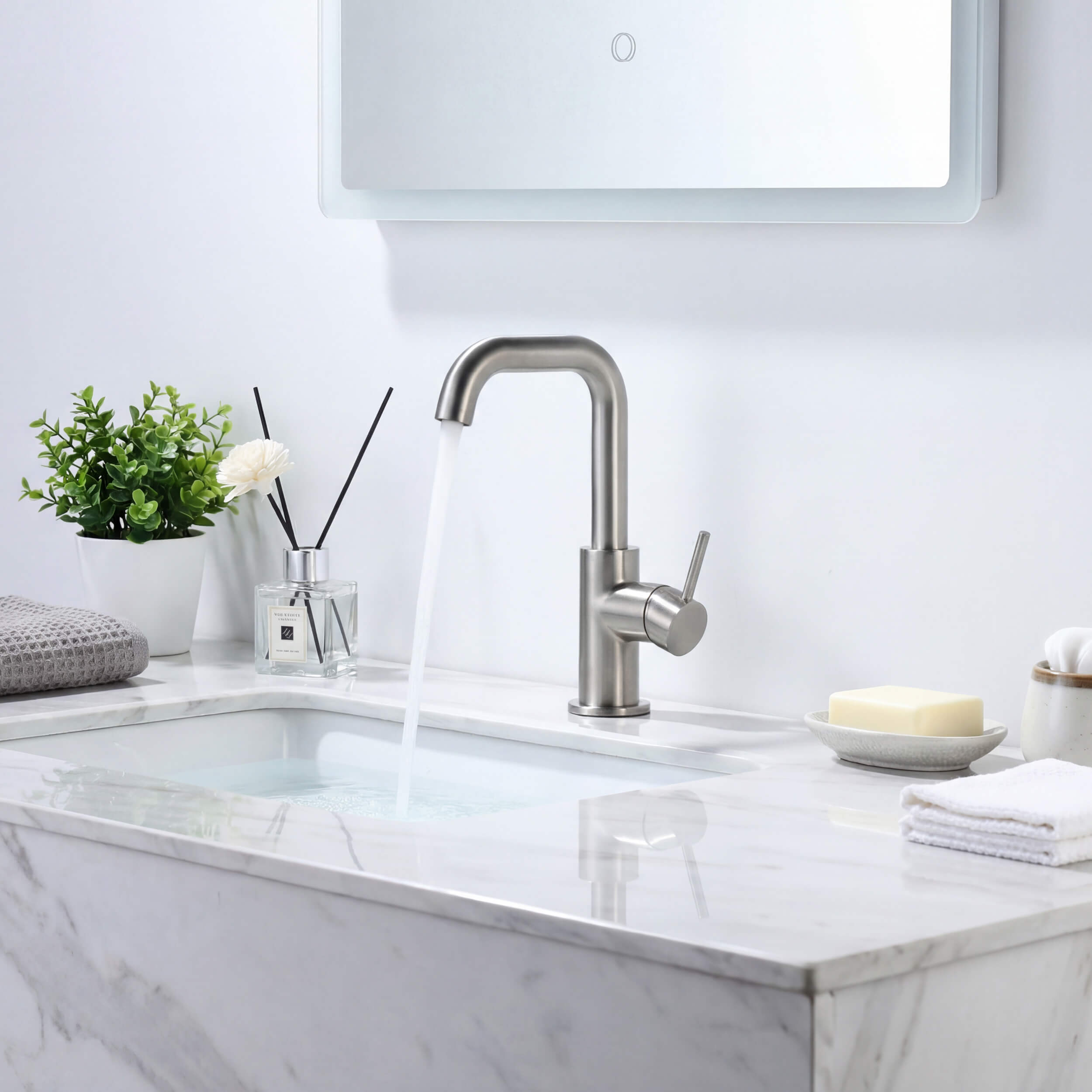 Tampa Single Handle High-Arc Bathroom Vanity Sink Faucet - CBF-1028