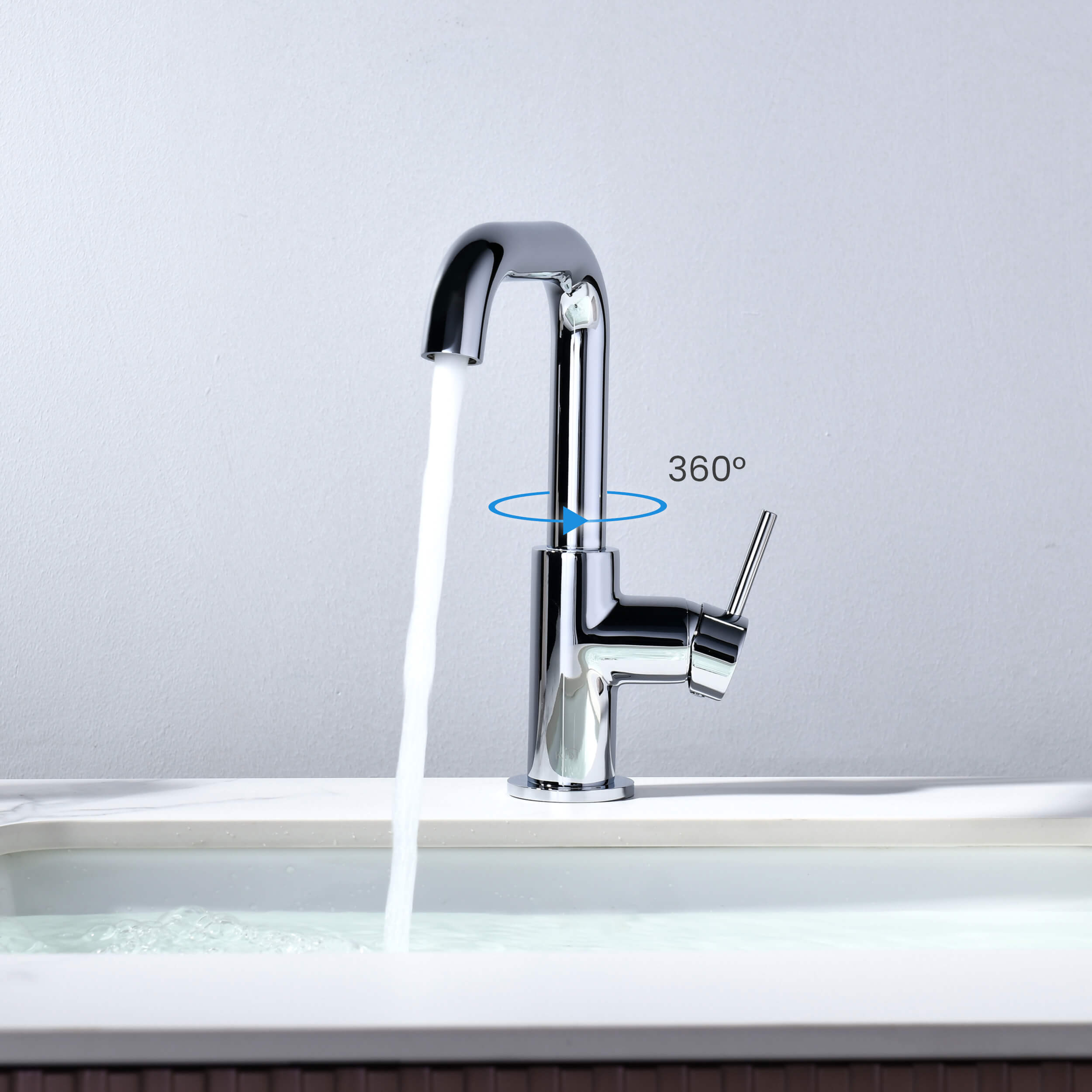 Tampa Single Handle High-Arc Bathroom Vanity Sink Faucet - CBF-1028