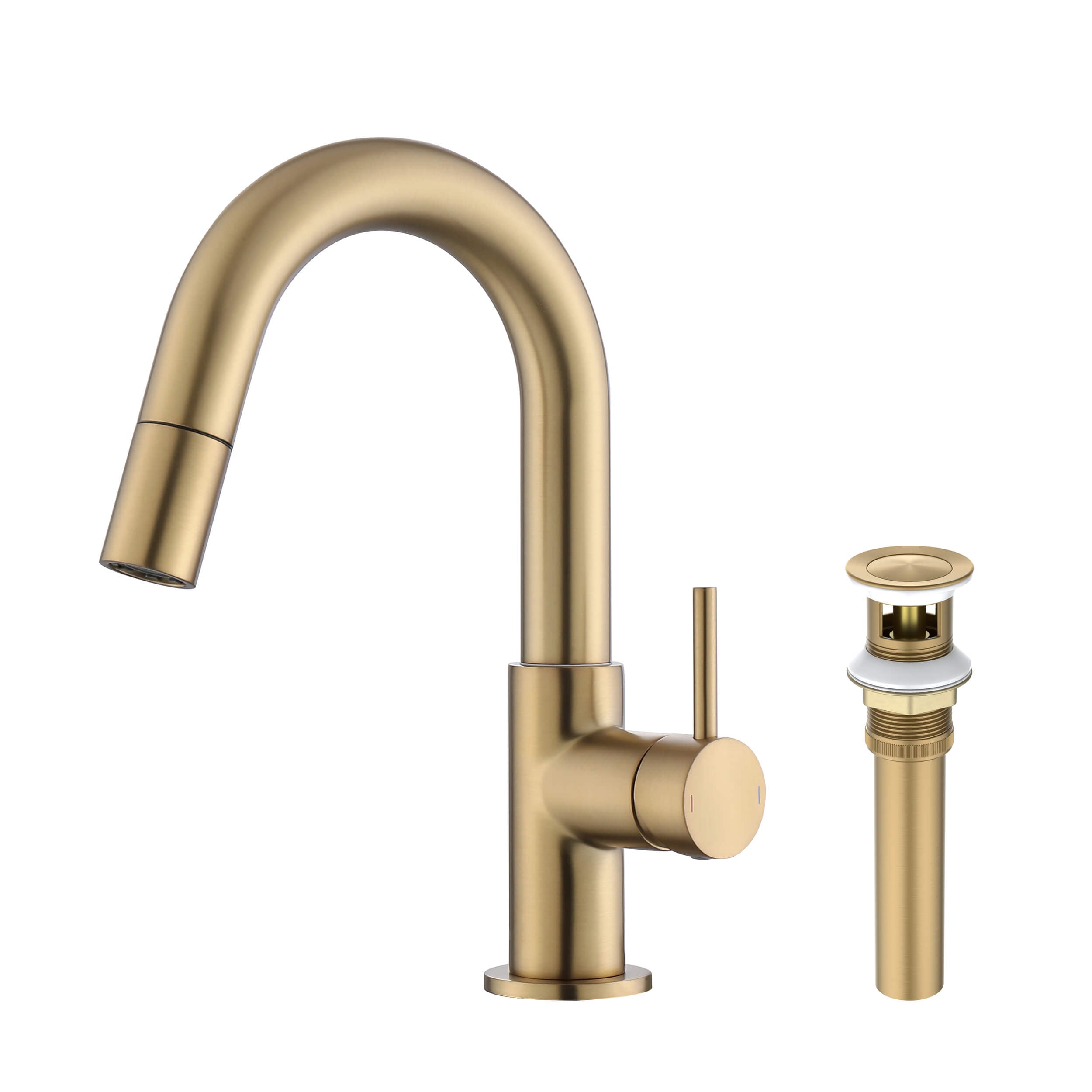 Halo Single Handle High-Arc Pull Down Sprayer Bathroom Vanity Sink Faucet - CBF-1077