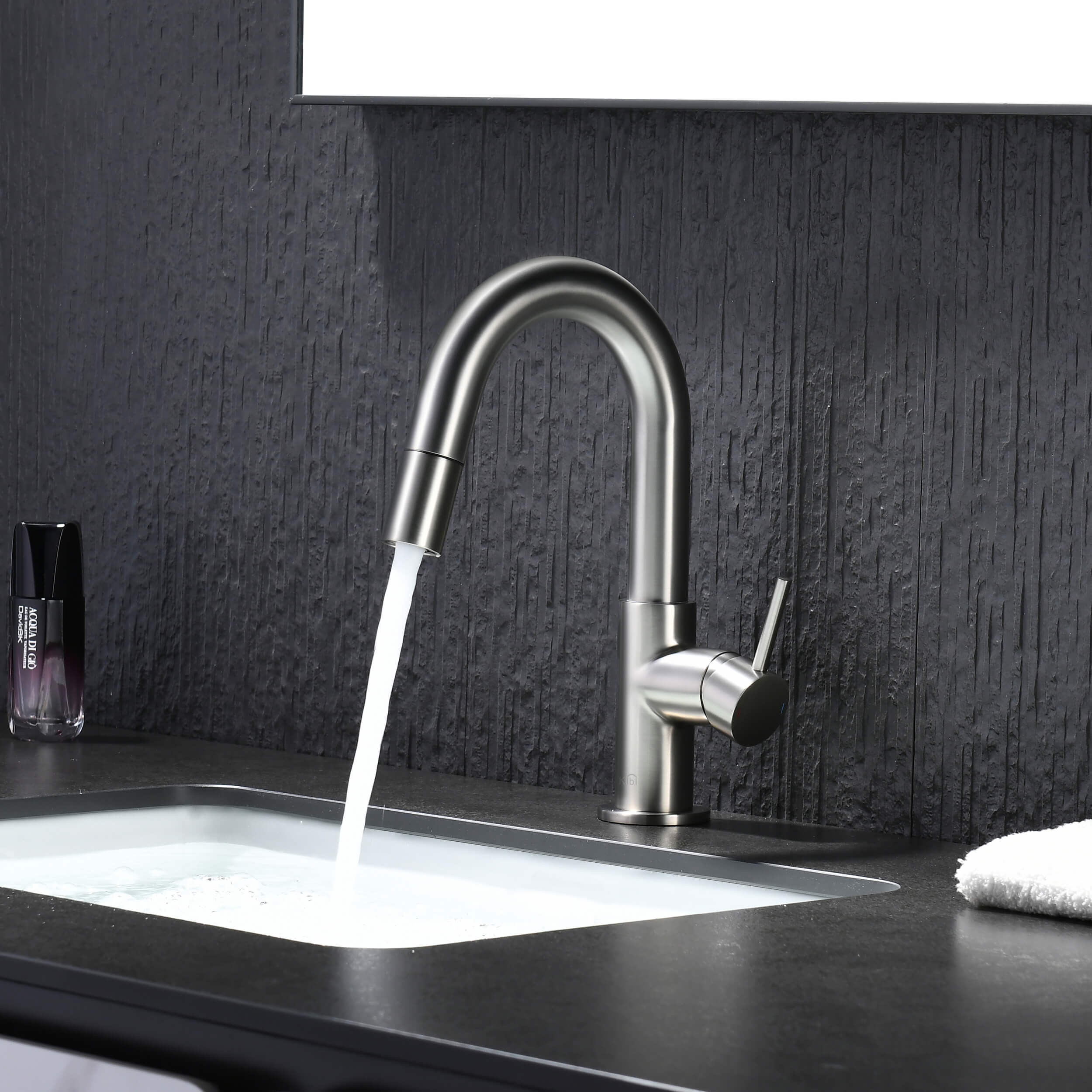 Halo Single Handle High-Arc Pull Down Sprayer Bathroom Vanity Sink Faucet - CBF-1077