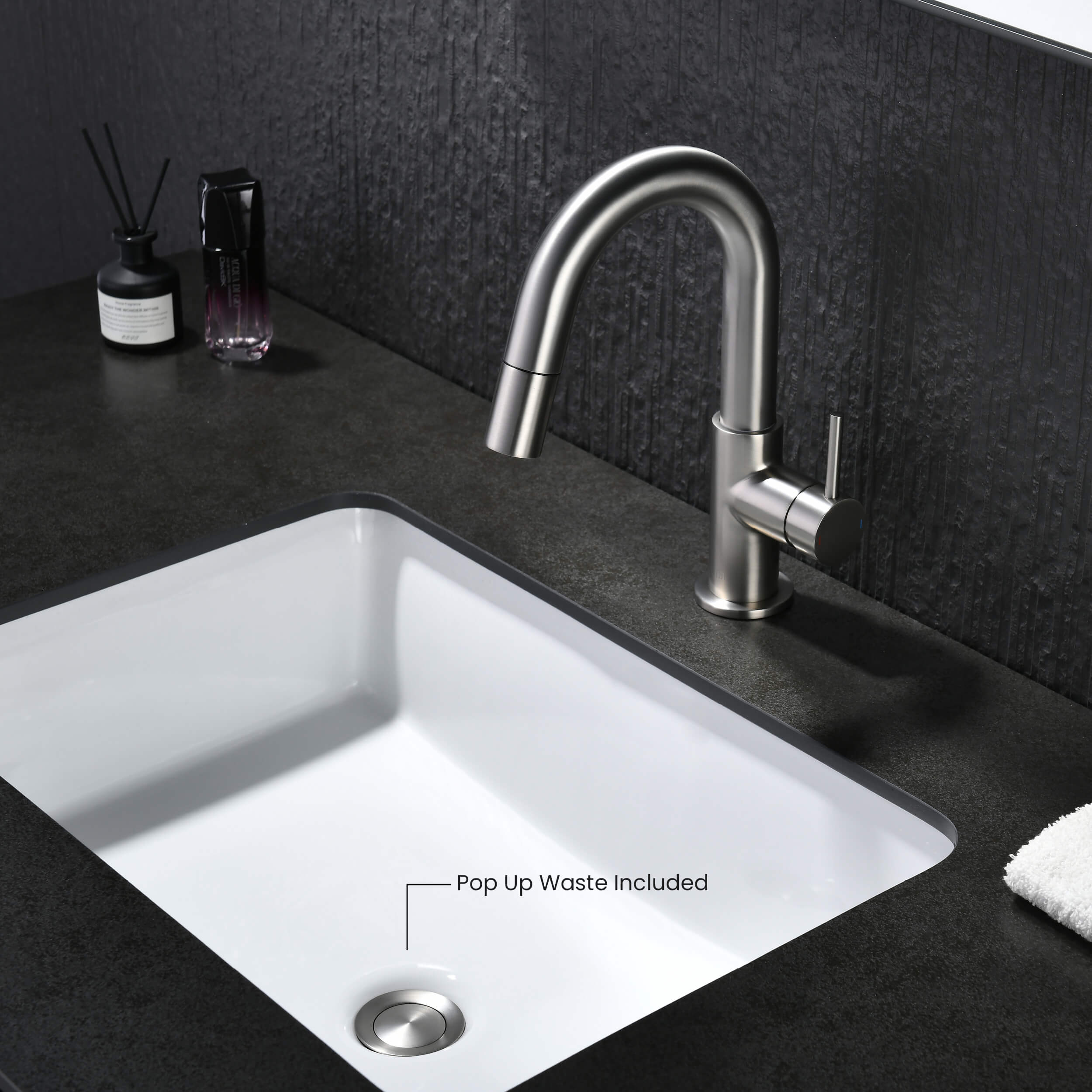 Halo Single Handle High-Arc Pull Down Sprayer Bathroom Vanity Sink Faucet - CBF-1077