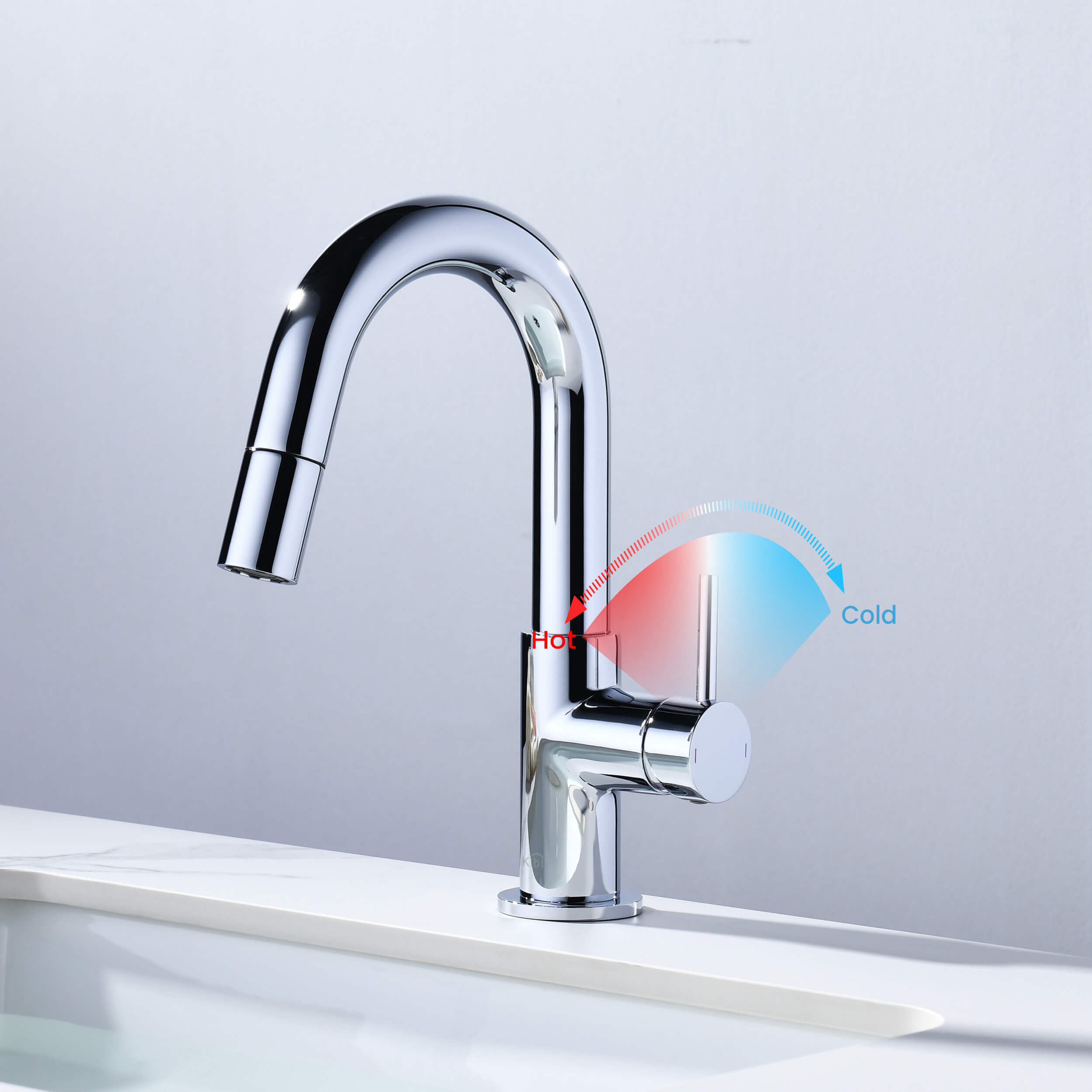 Halo Single Handle High-Arc Pull Down Sprayer Bathroom Vanity Sink Faucet - CBF-1077