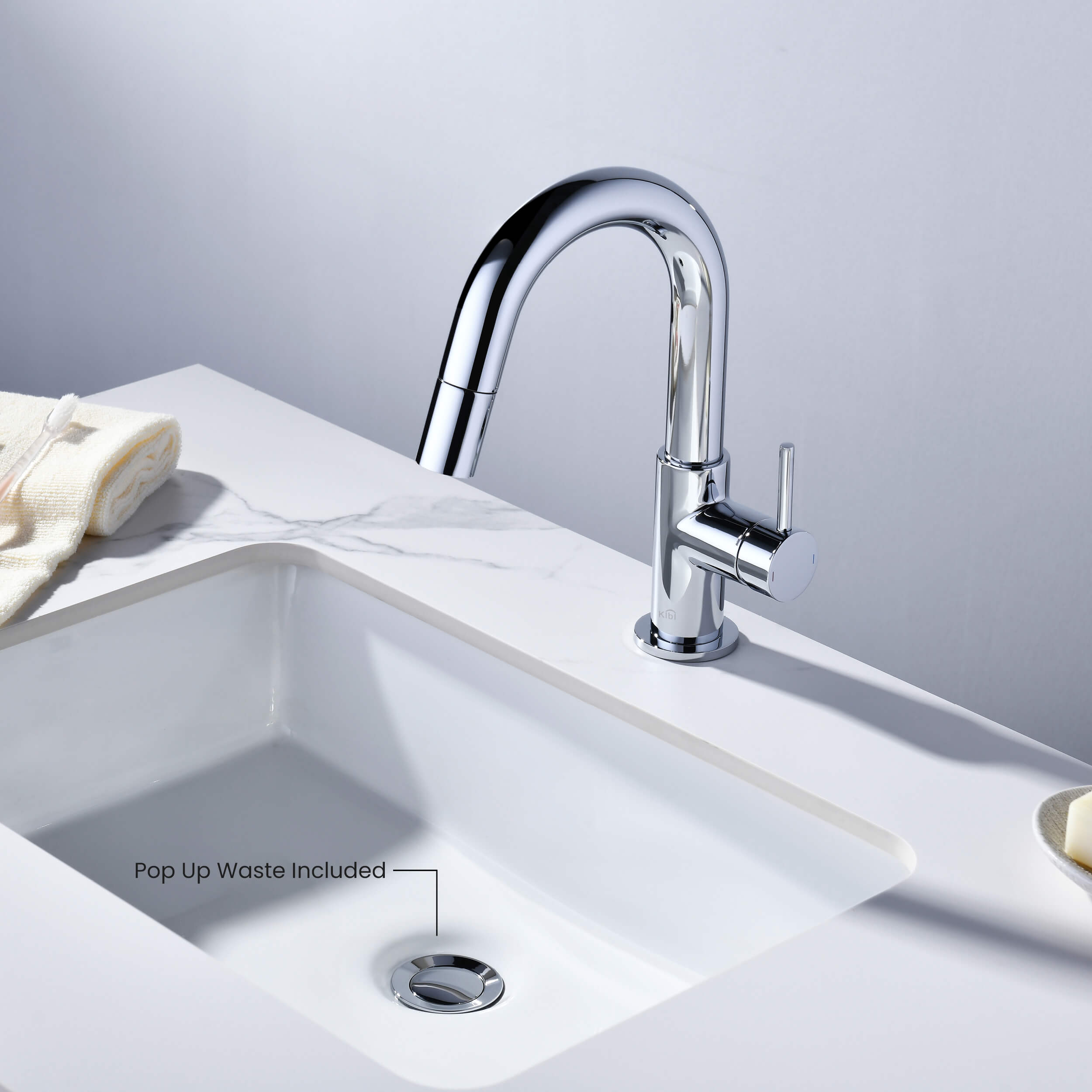 Halo Single Handle High-Arc Pull Down Sprayer Bathroom Vanity Sink Faucet - CBF-1077