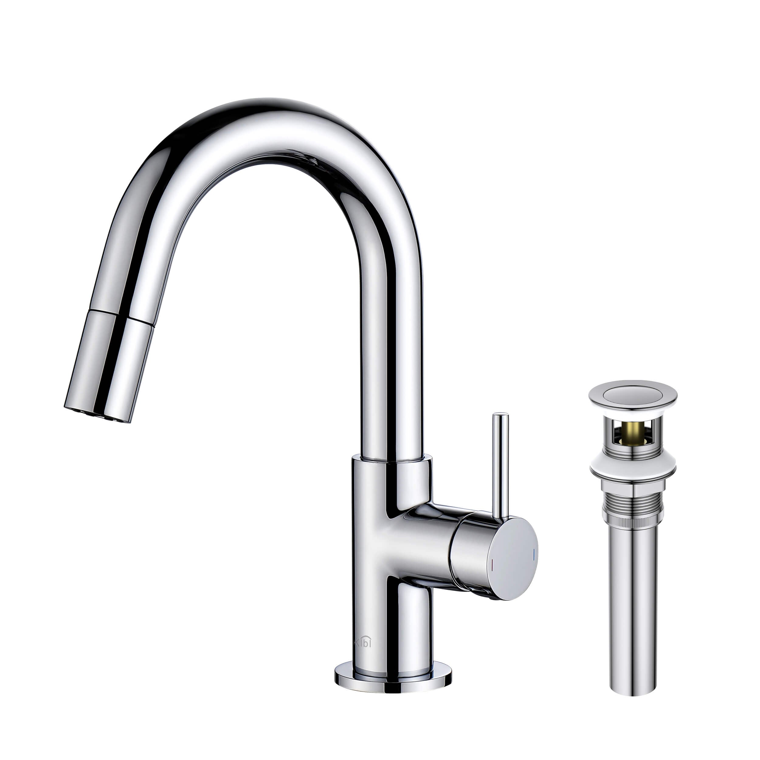 Halo Single Handle High-Arc Pull Down Sprayer Bathroom Vanity Sink Faucet - CBF-1077