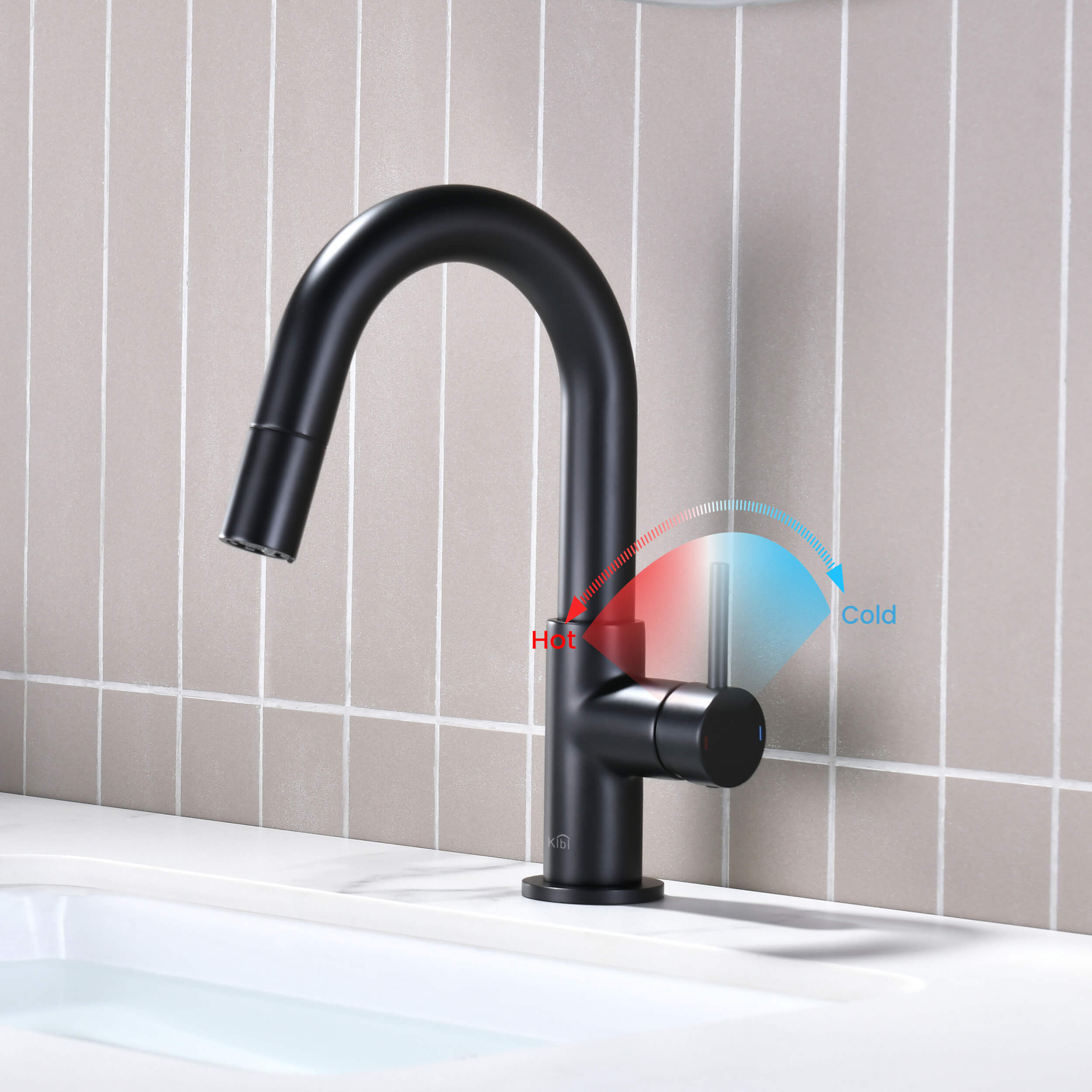 Halo Single Handle High-Arc Pull Down Sprayer Bathroom Vanity Sink Faucet - CBF-1077